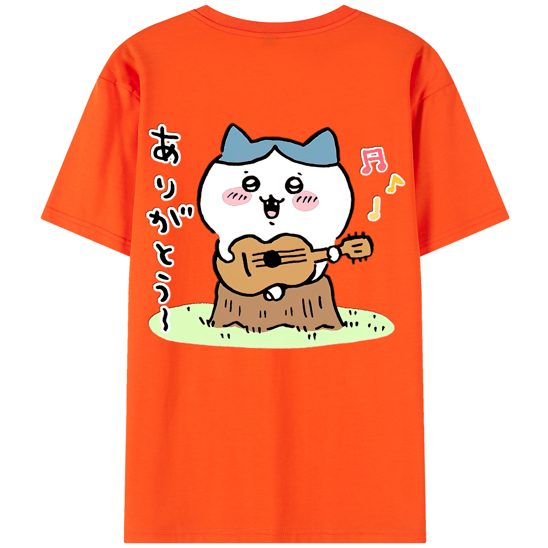 （画像用） ちいかわ ハチワレ Chii-kawa hachiware 綿100％半袖Tシャツ（背面プリント）
