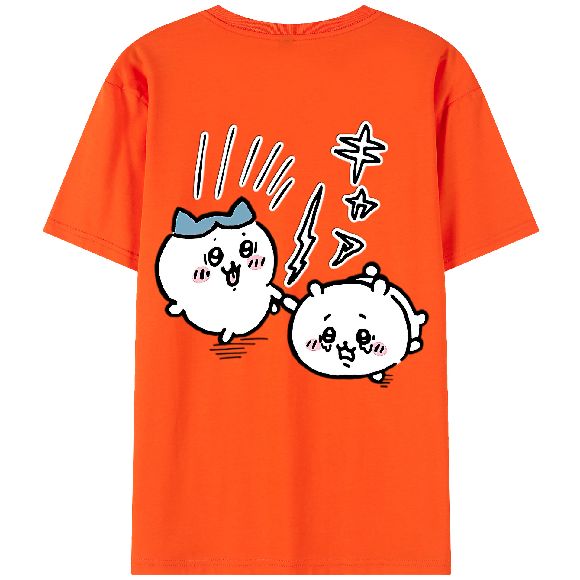 （画像用） ちいかわ ハチワレ Chii-kawa hachiware 綿100％半袖Tシャツ（背面プリント）