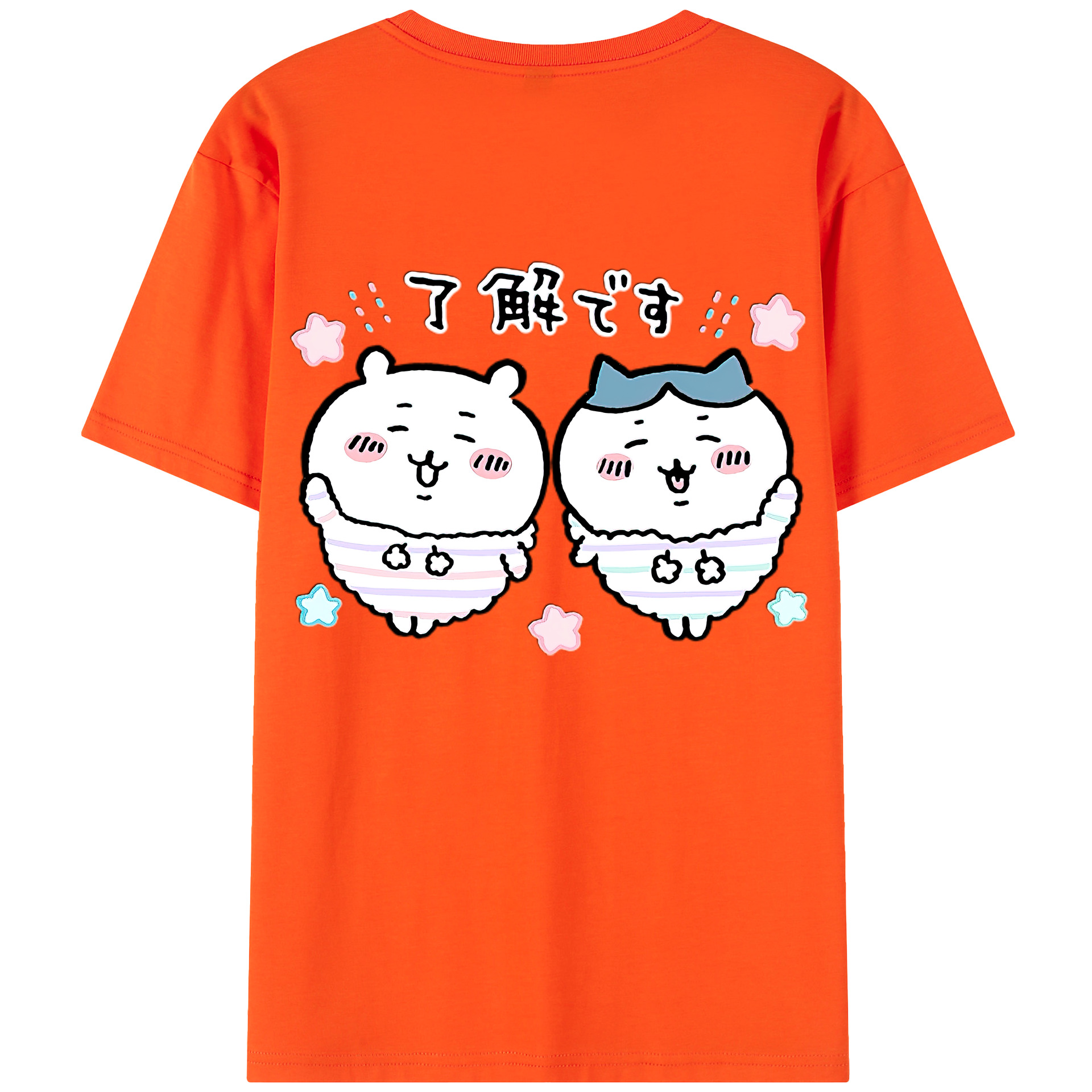 （画像用） ちいかわ ハチワレ Chii-kawa hachiware 綿100％半袖Tシャツ（背面プリント）