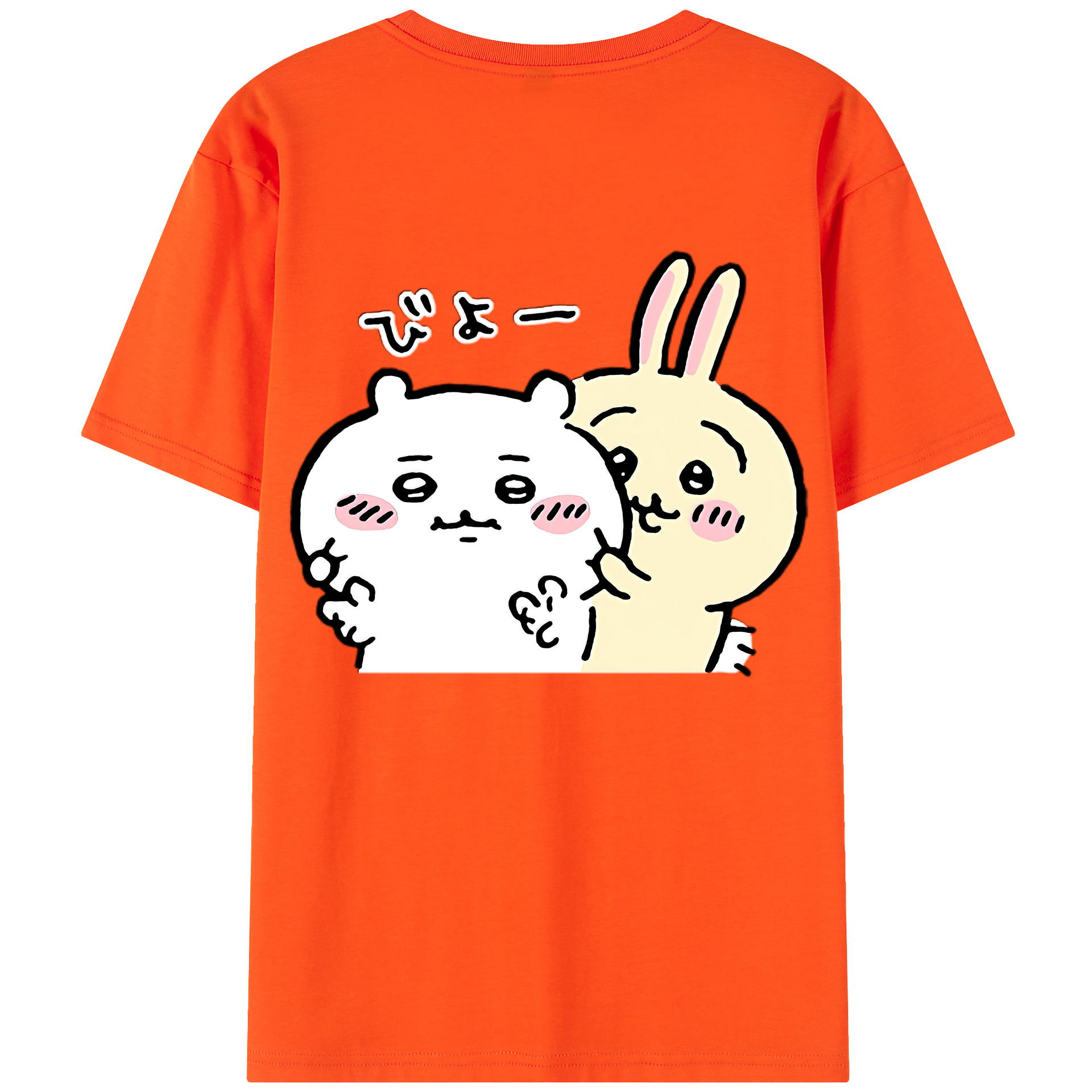 （画像用） ちいかわ うさぎ Chii-kawa usagi 綿100％半袖Tシャツ（背面プリント）
