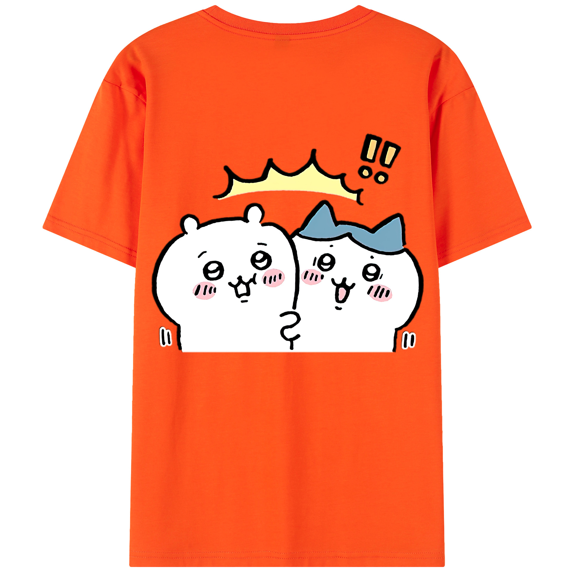 （画像用） ちいかわ ハチワレ Chii-kawa hachiware 綿100％半袖Tシャツ（背面プリント）