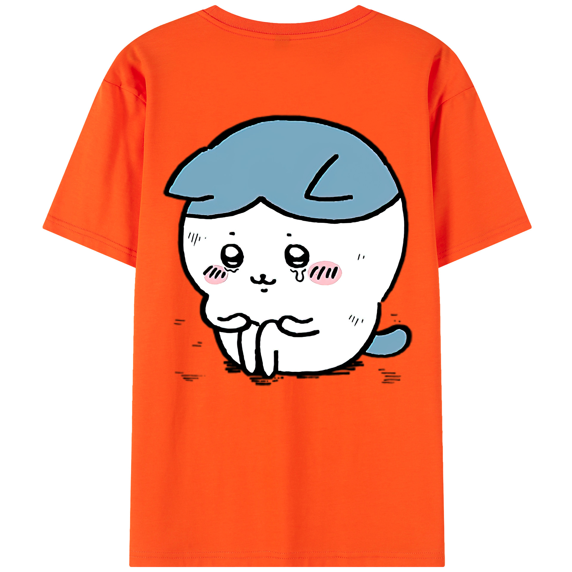 （画像用） ちいかわ ハチワレ Chii-kawa hachiware 綿100％半袖Tシャツ（背面プリント）