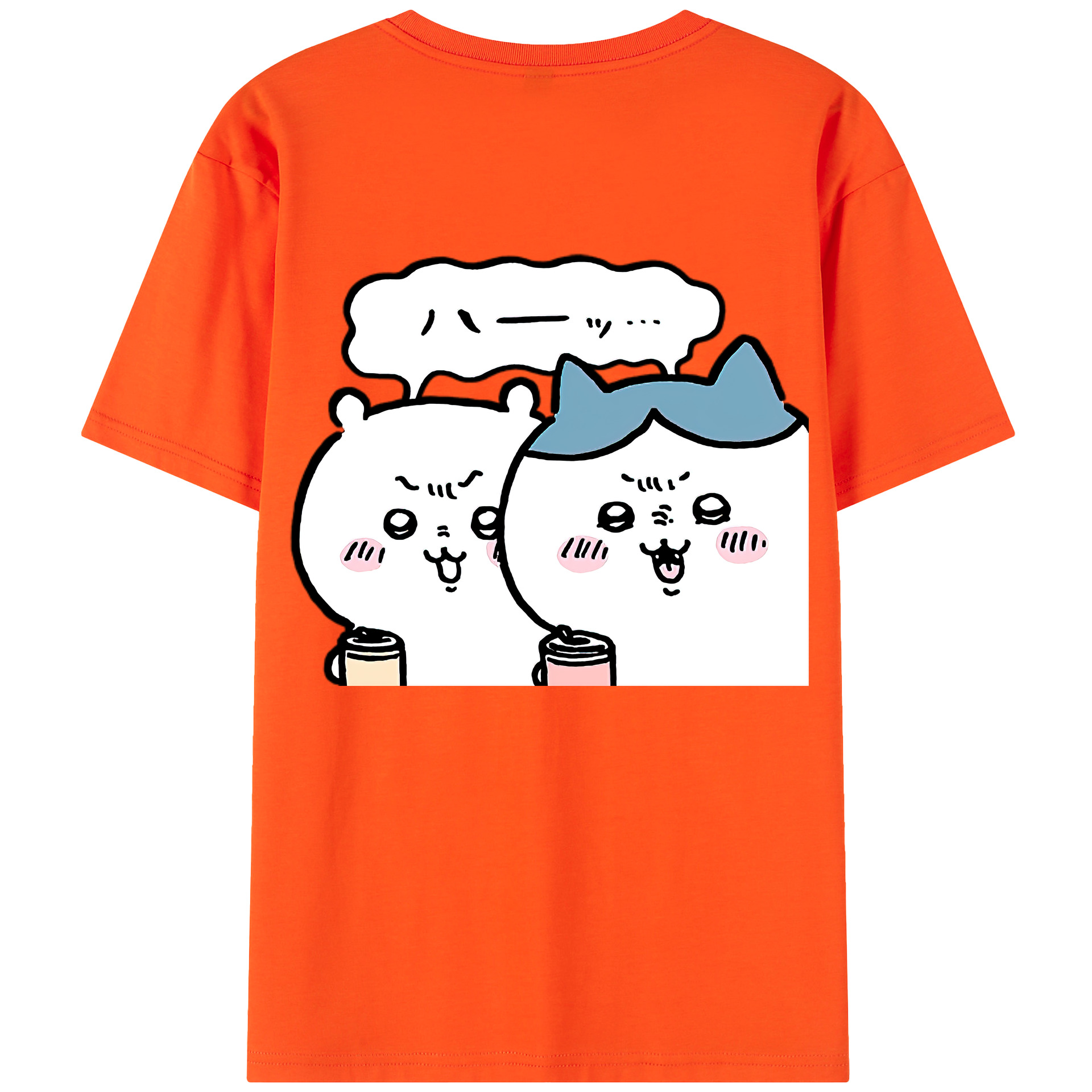 （画像用） ちいかわ ハチワレ Chii-kawa hachiware 綿100％半袖Tシャツ（背面プリント）