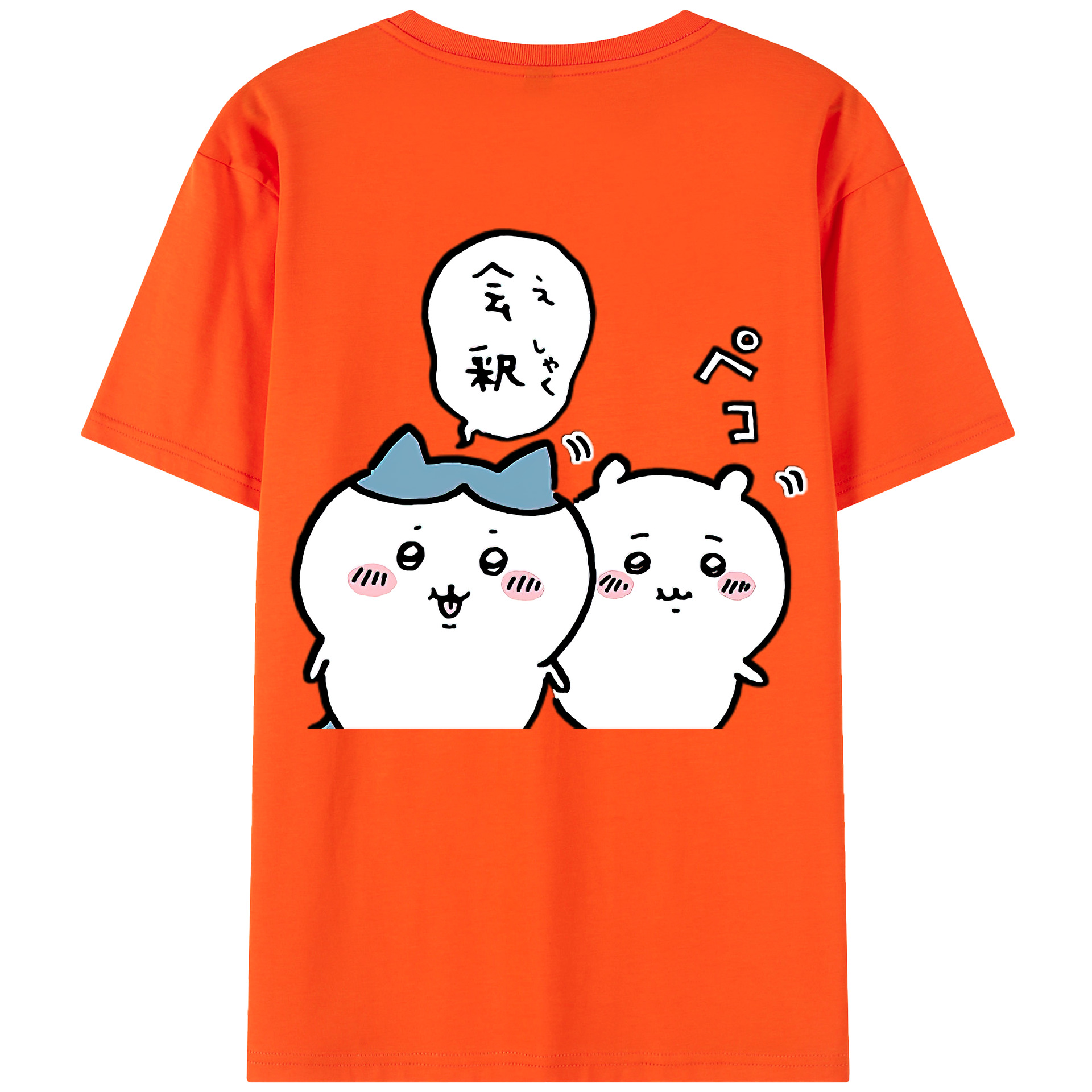 （画像用） ちいかわ ハチワレ Chii-kawa hachiware 綿100％半袖Tシャツ（背面プリント）