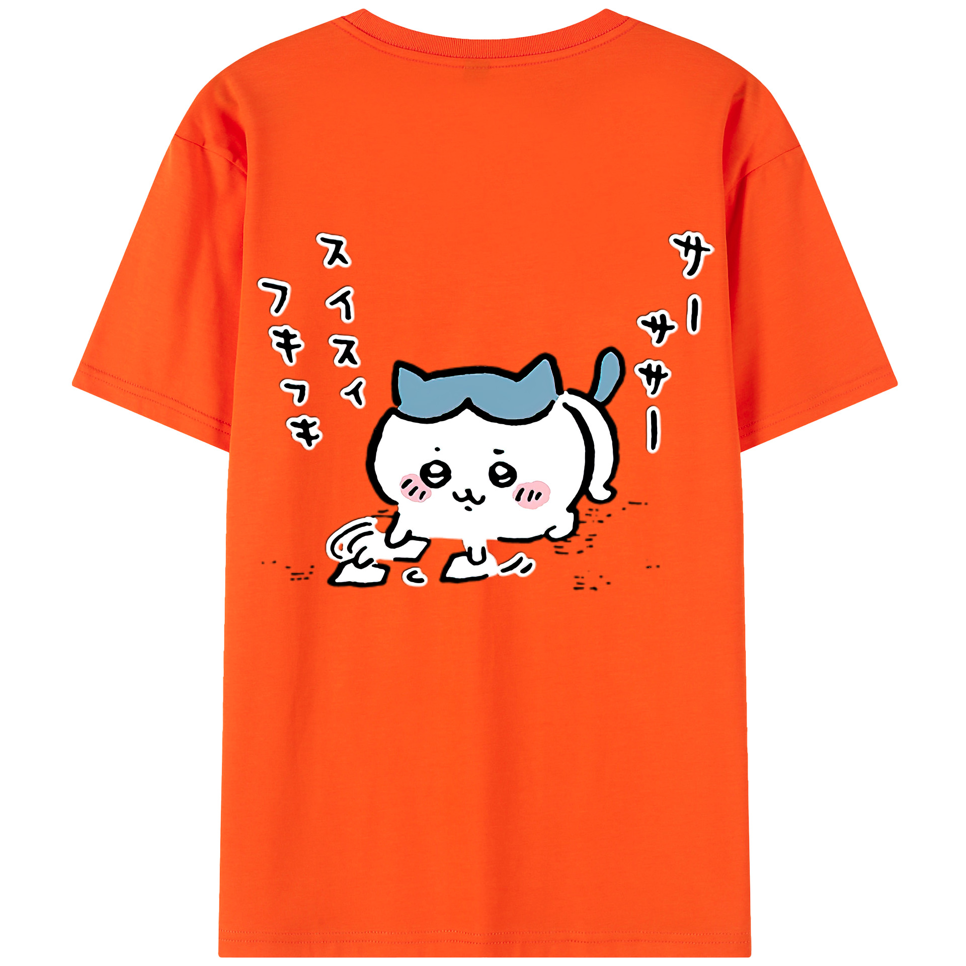 （画像用） ちいかわ ハチワレ Chii-kawa hachiware 綿100％半袖Tシャツ（背面プリント）