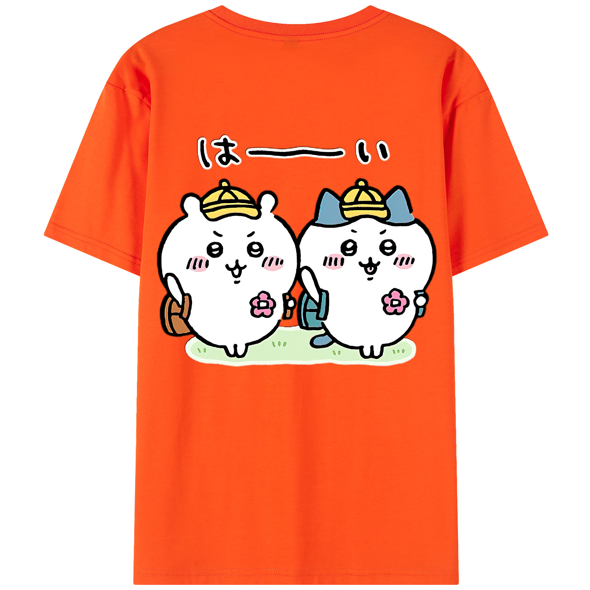 （画像用） ちいかわ ハチワレ Chii-kawa hachiware 綿100％半袖Tシャツ（背面プリント）