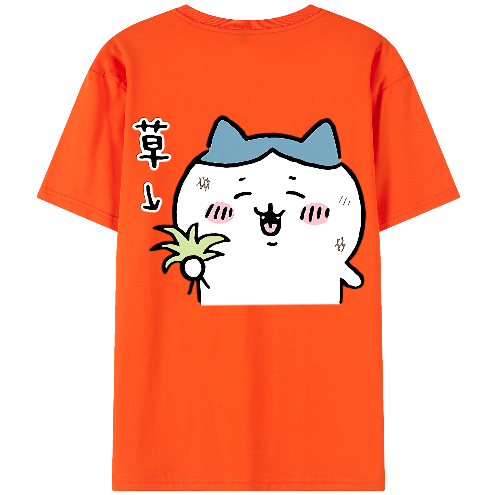 （画像用） ちいかわ ハチワレ Chii-kawa hachiware 綿100％半袖Tシャツ（背面プリント）