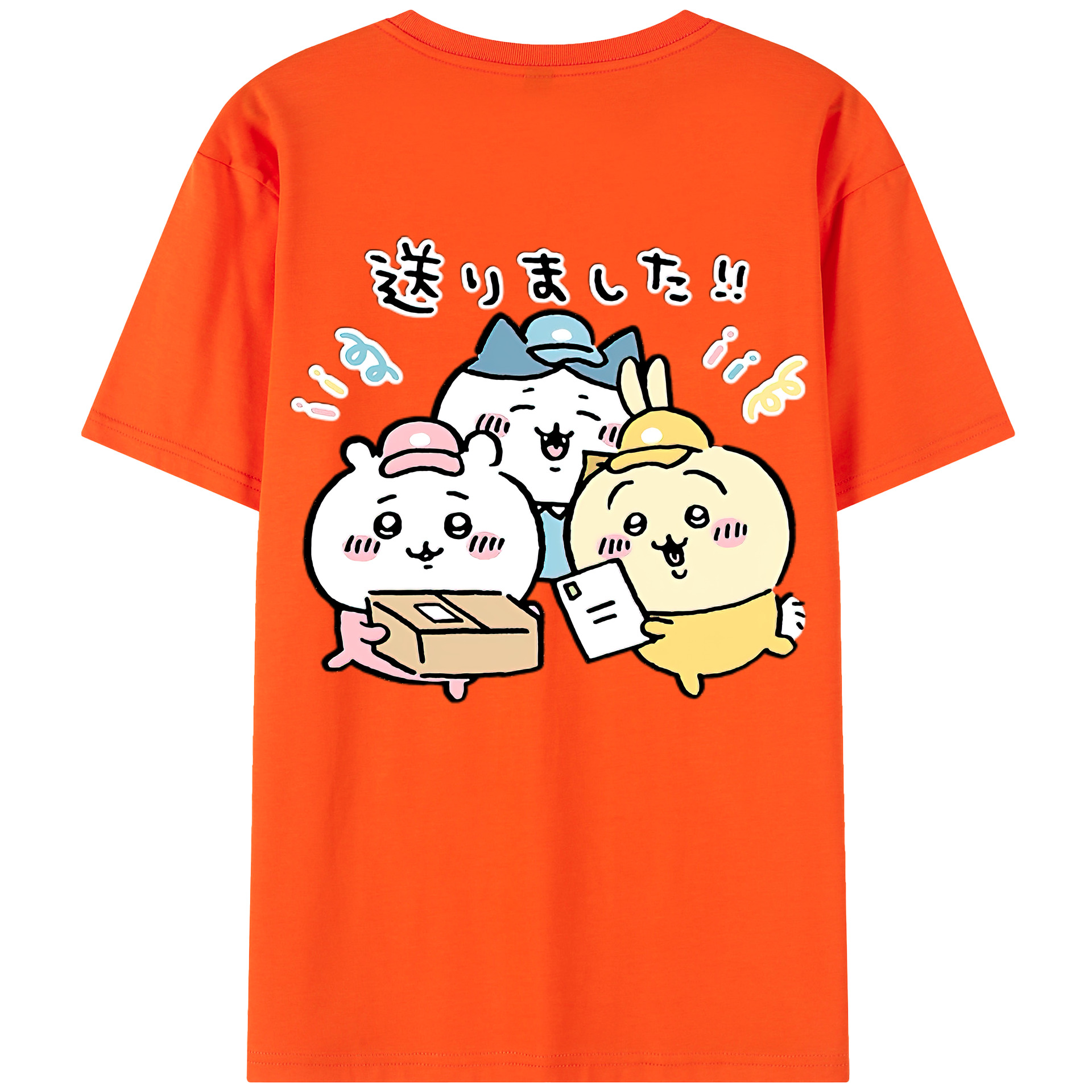 （画像用） ちいかわ ハチワレ Chii-kawa hachiware 綿100％半袖Tシャツ（背面プリント）