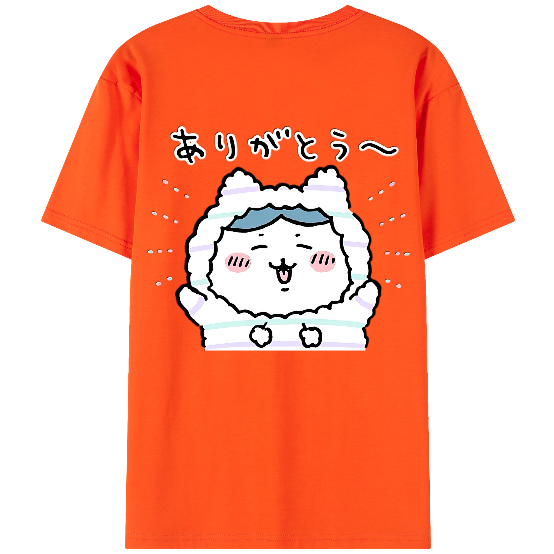 （画像用） ちいかわ ハチワレ Chii-kawa hachiware 綿100％半袖Tシャツ（背面プリント）