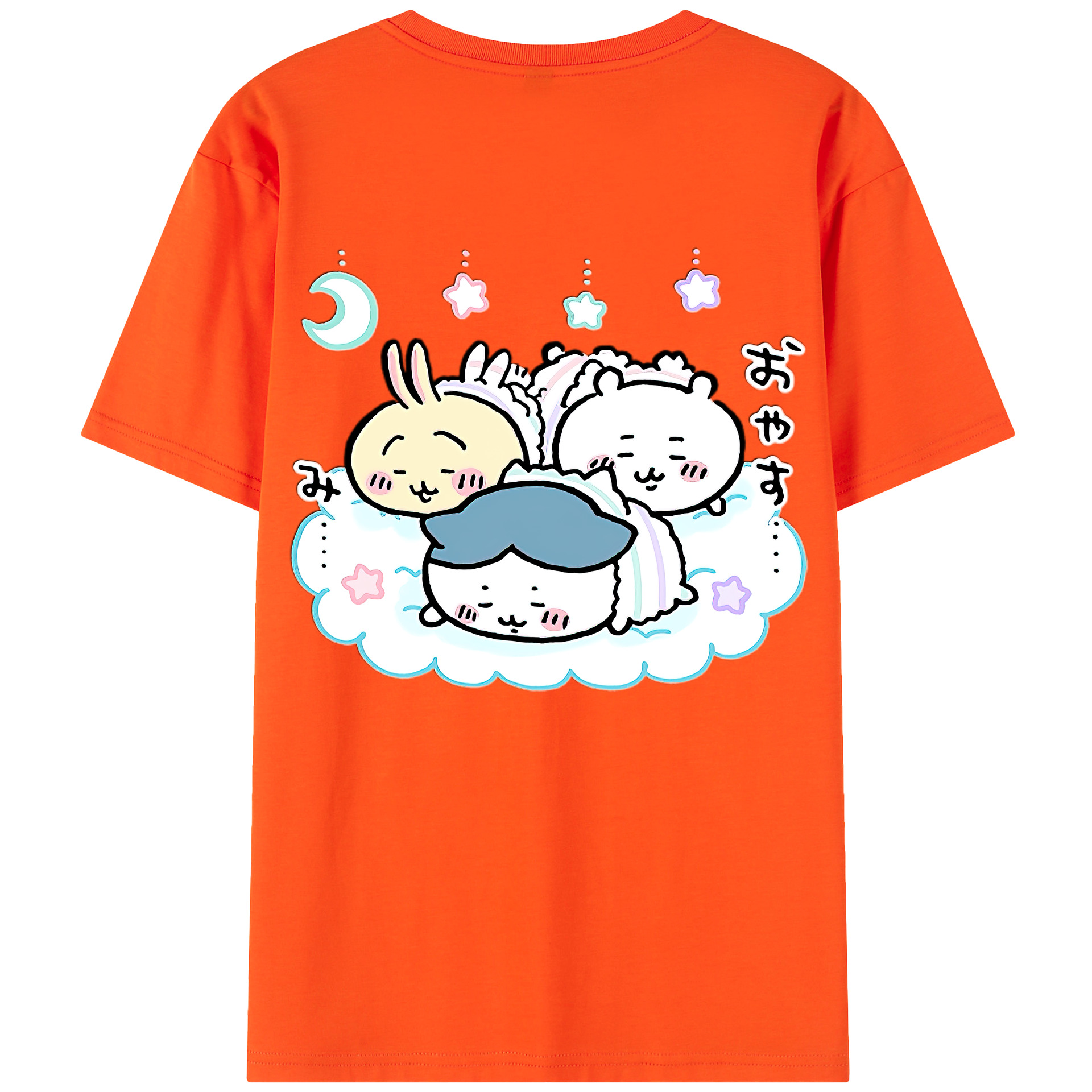 （画像用） ちいかわ ハチワレ Chii-kawa hachiware 綿100％半袖Tシャツ（背面プリント）