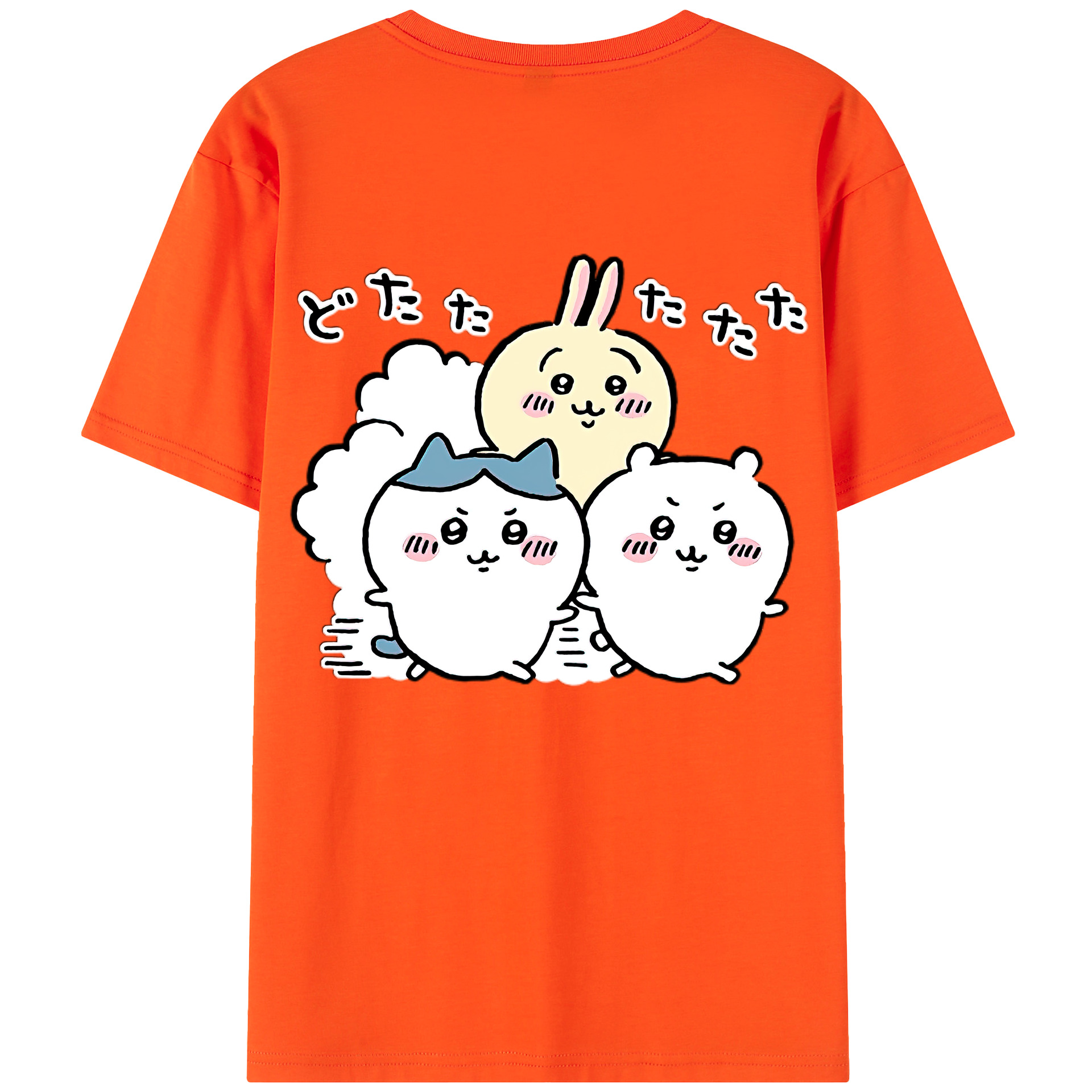 （画像用） ちいかわ ハチワレ Chii-kawa hachiware 綿100％半袖Tシャツ（背面プリント）