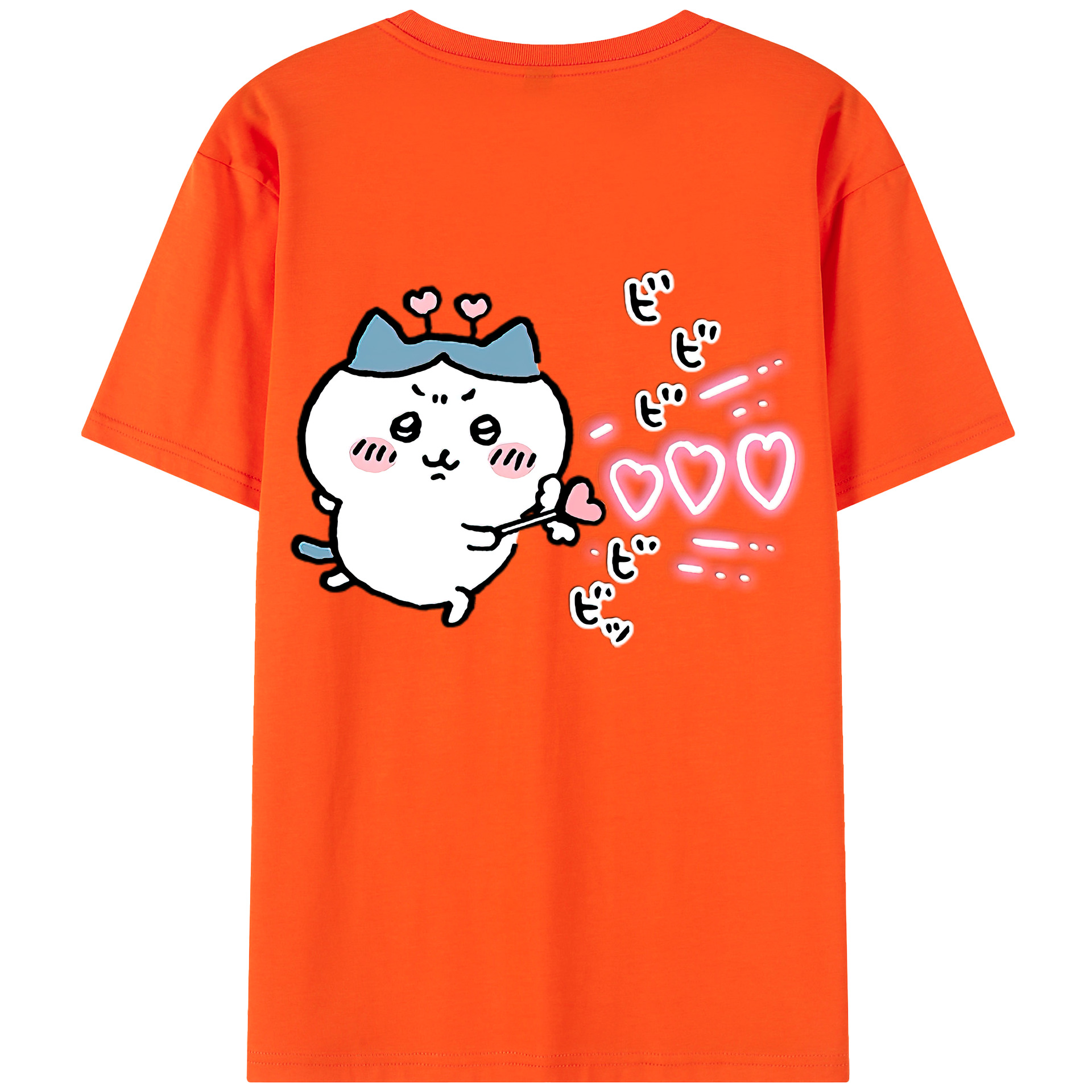 （画像用） ちいかわ ハチワレ Chii-kawa hachiware 綿100％半袖Tシャツ（背面プリント）