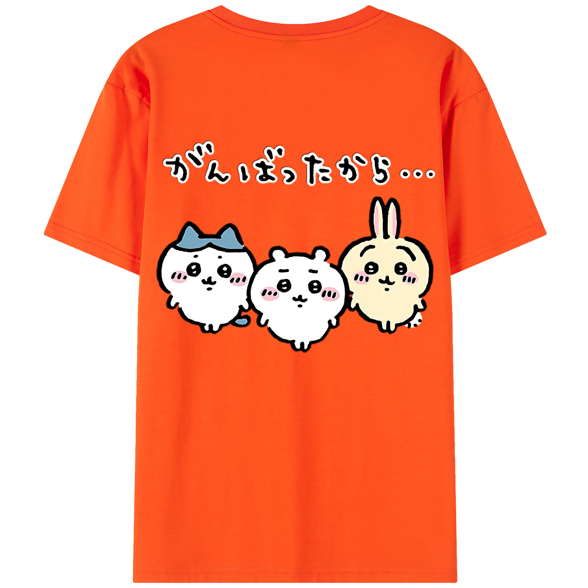 （画像用） ちいかわ ハチワレ Chii-kawa hachiware 綿100％半袖Tシャツ（背面プリント）