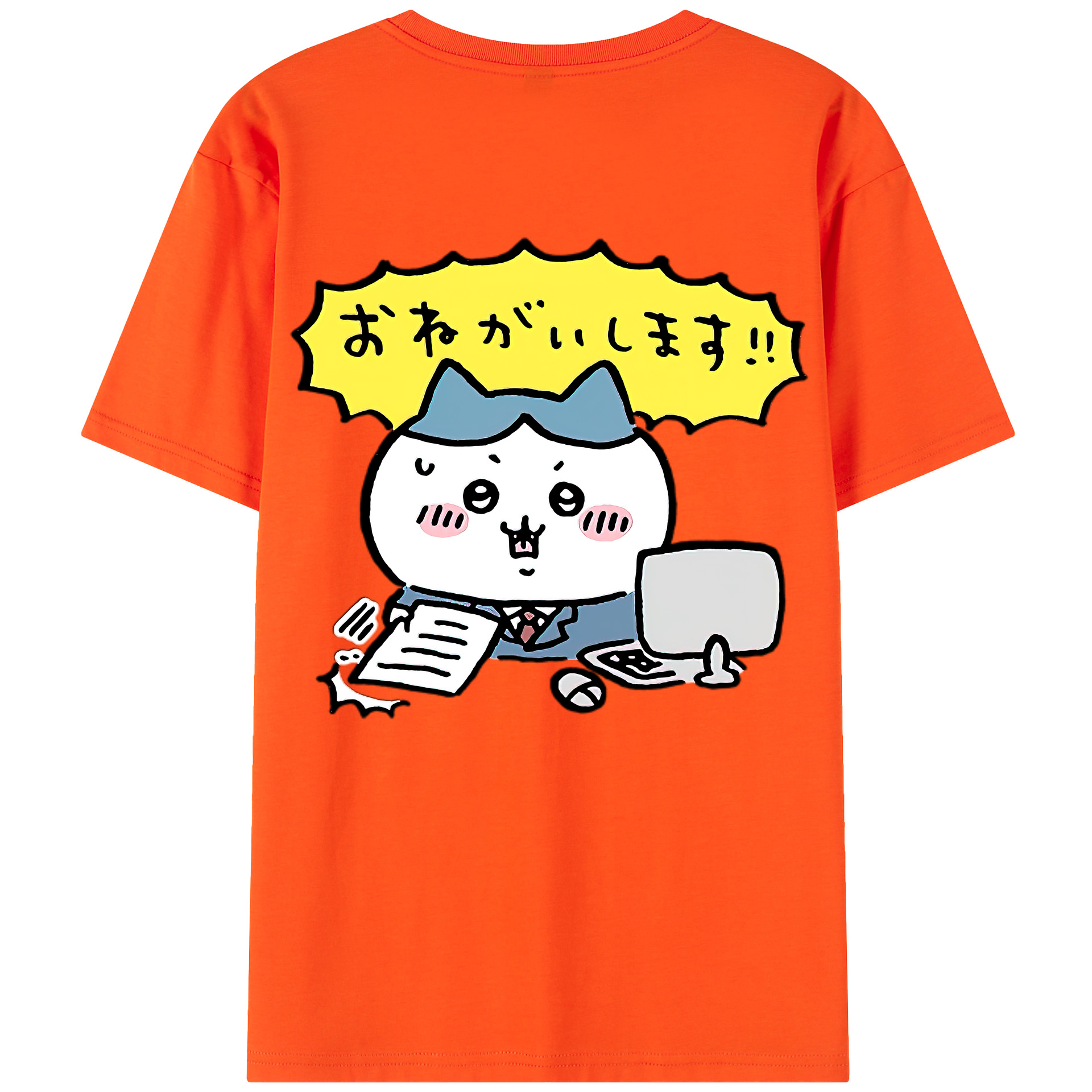 （画像用） ちいかわ ハチワレ Chii-kawa hachiware 綿100％半袖Tシャツ（背面プリント）