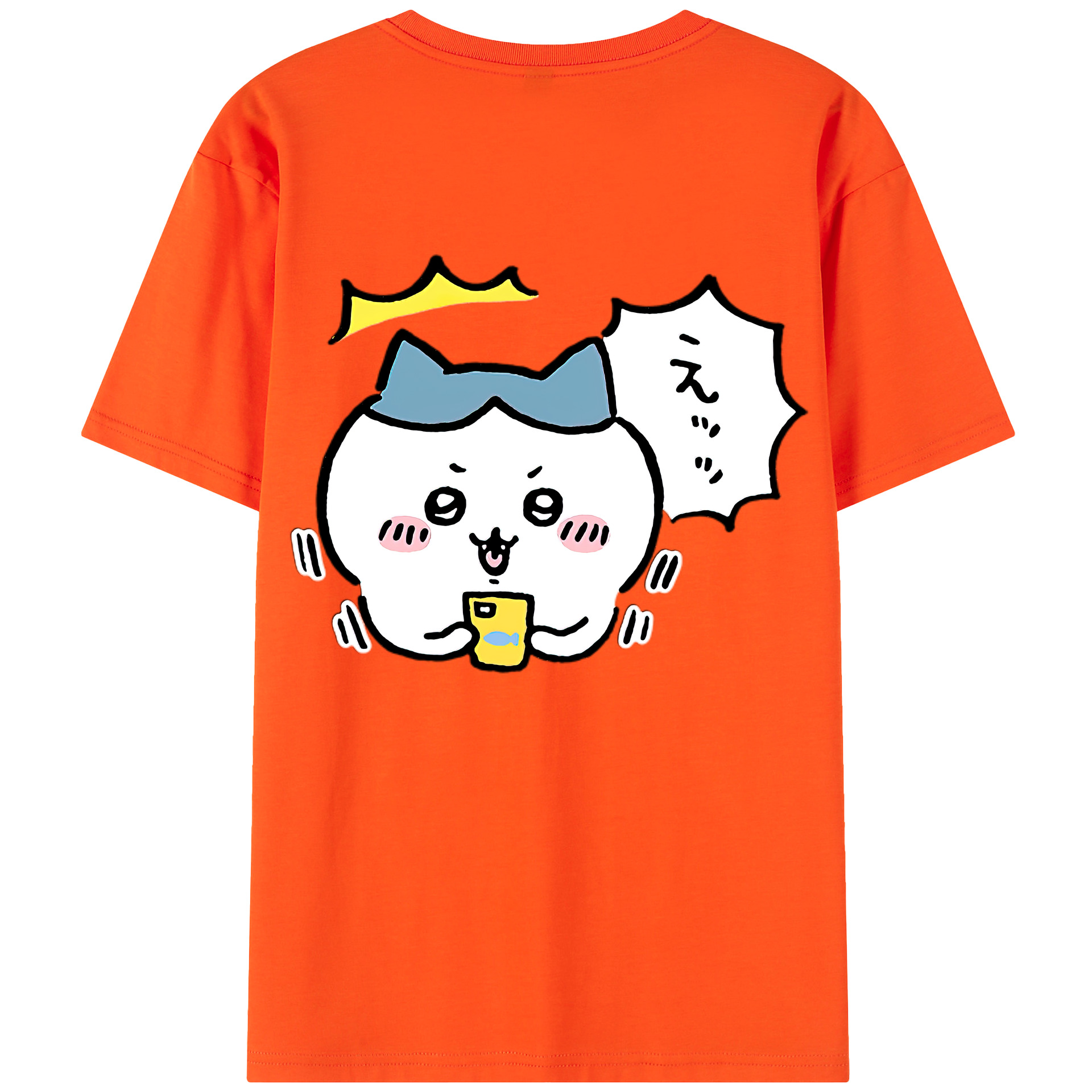 （画像用） ちいかわ ハチワレ Chii-kawa hachiware 綿100％半袖Tシャツ（背面プリント）