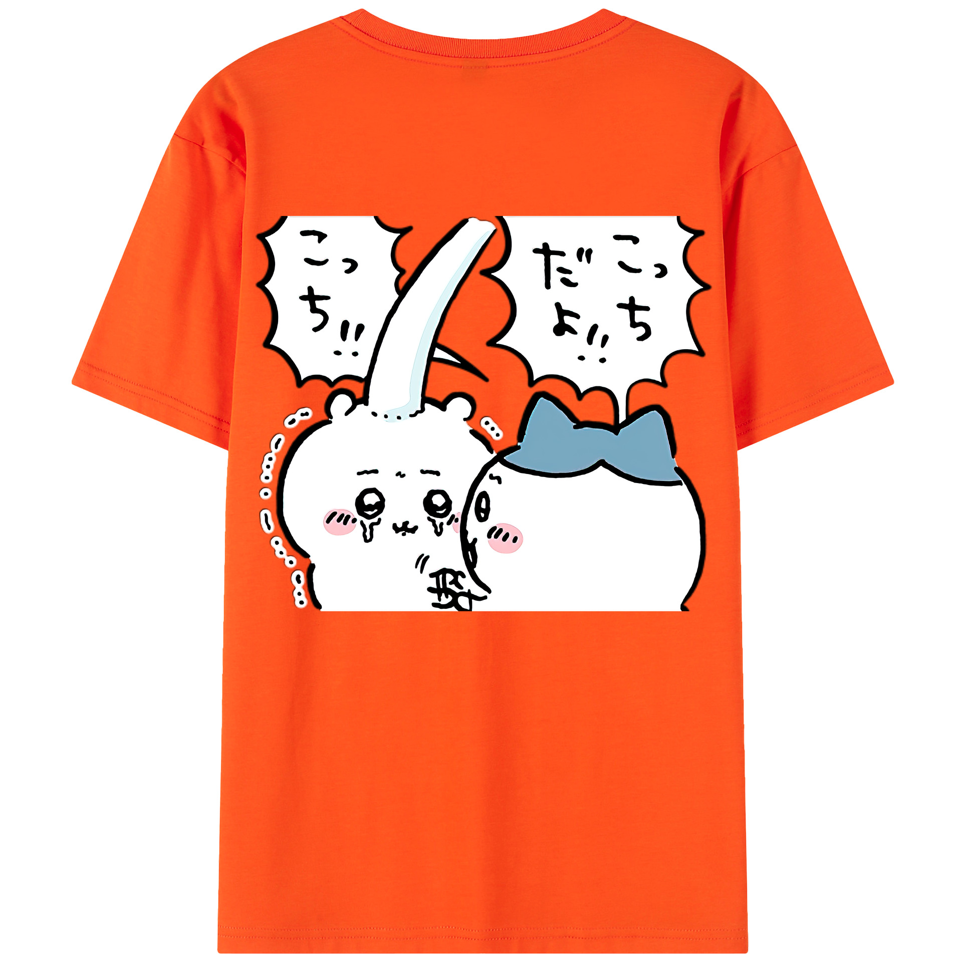 （画像用） ちいかわ ハチワレ Chii-kawa hachiware 綿100％半袖Tシャツ（背面プリント）