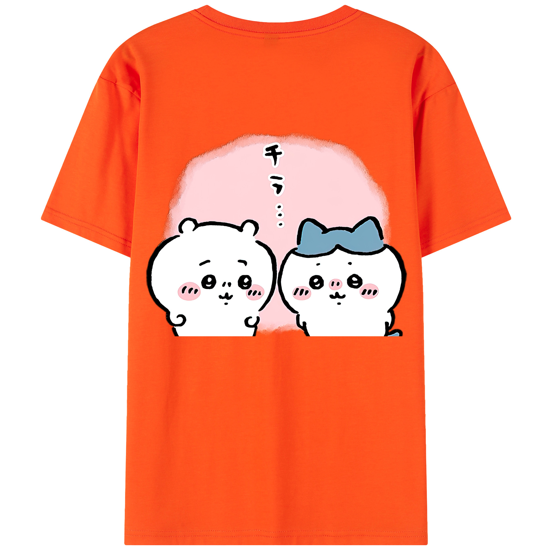 （画像用） ちいかわ ハチワレ Chii-kawa hachiware 綿100％半袖Tシャツ（背面プリント）