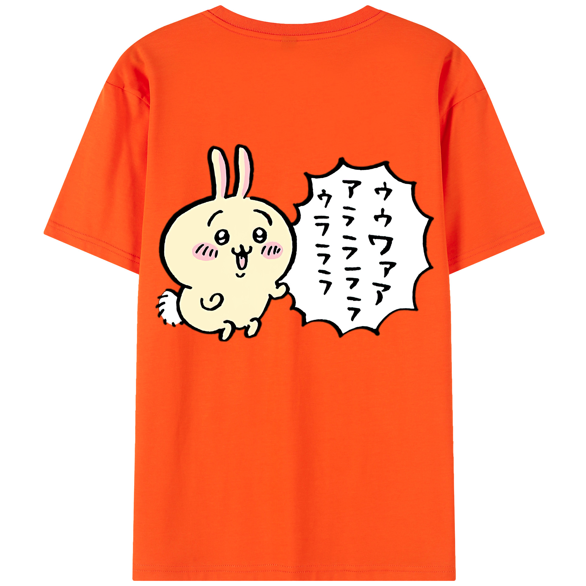 （画像用） ちいかわ うさぎ Chii-kawa usagi 綿100％半袖Tシャツ（背面プリント）