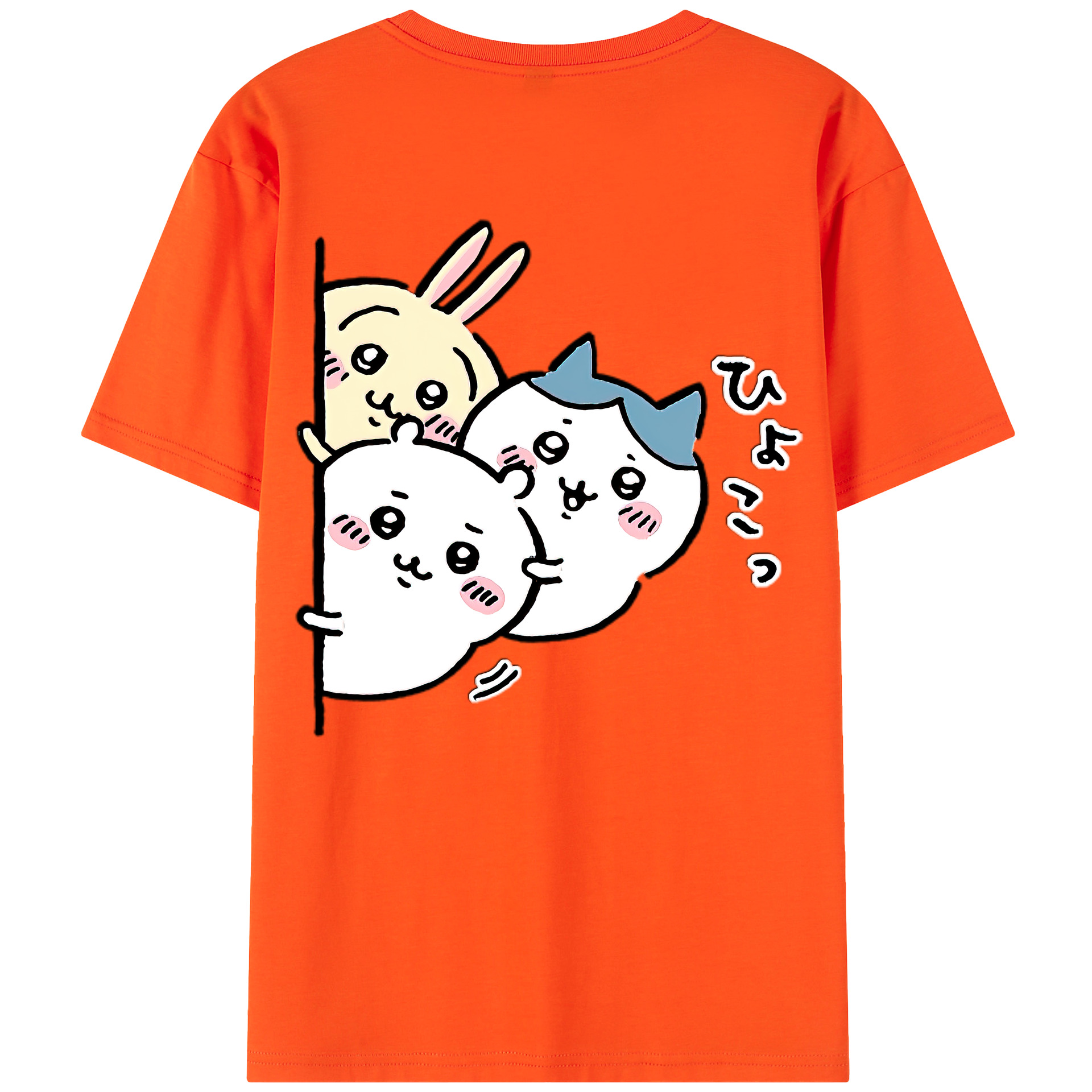 （画像用） ちいかわ うさぎ Chii-kawa usagi 綿100％半袖Tシャツ（背面プリント）