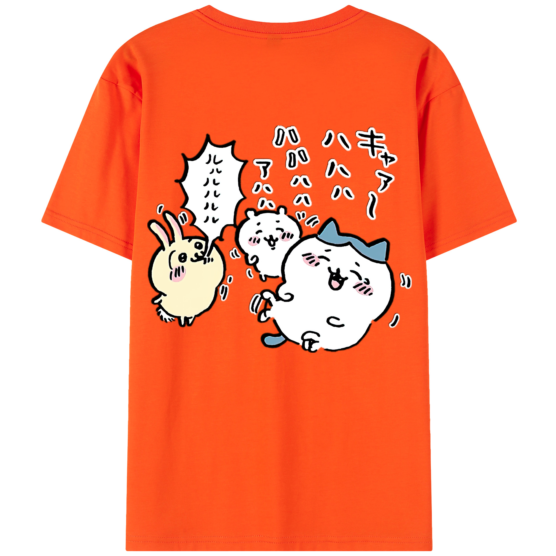 （画像用） ちいかわ うさぎ Chii-kawa usagi 綿100％半袖Tシャツ（背面プリント）