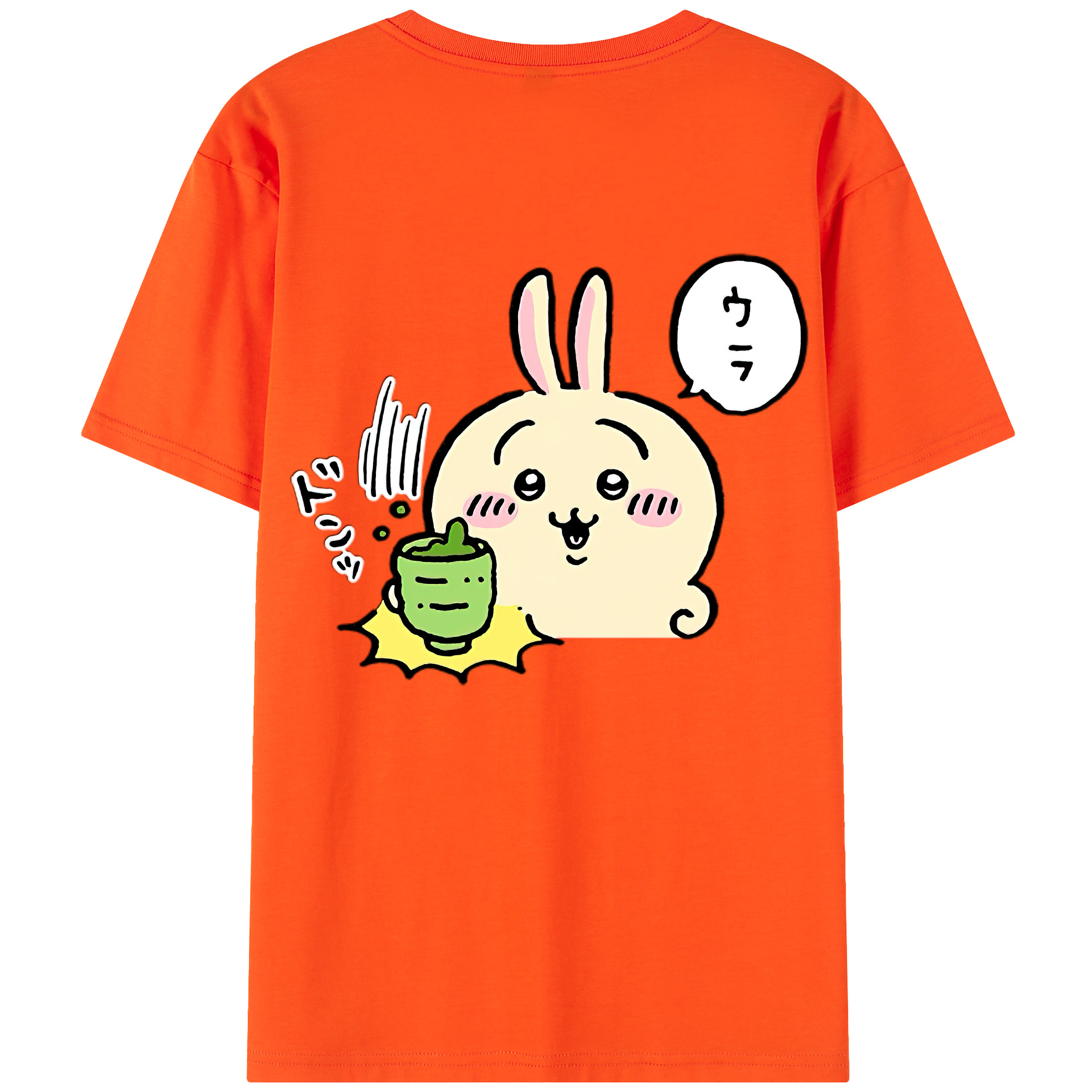 （画像用） ちいかわ うさぎ Chii-kawa usagi 綿100％半袖Tシャツ（背面プリント）