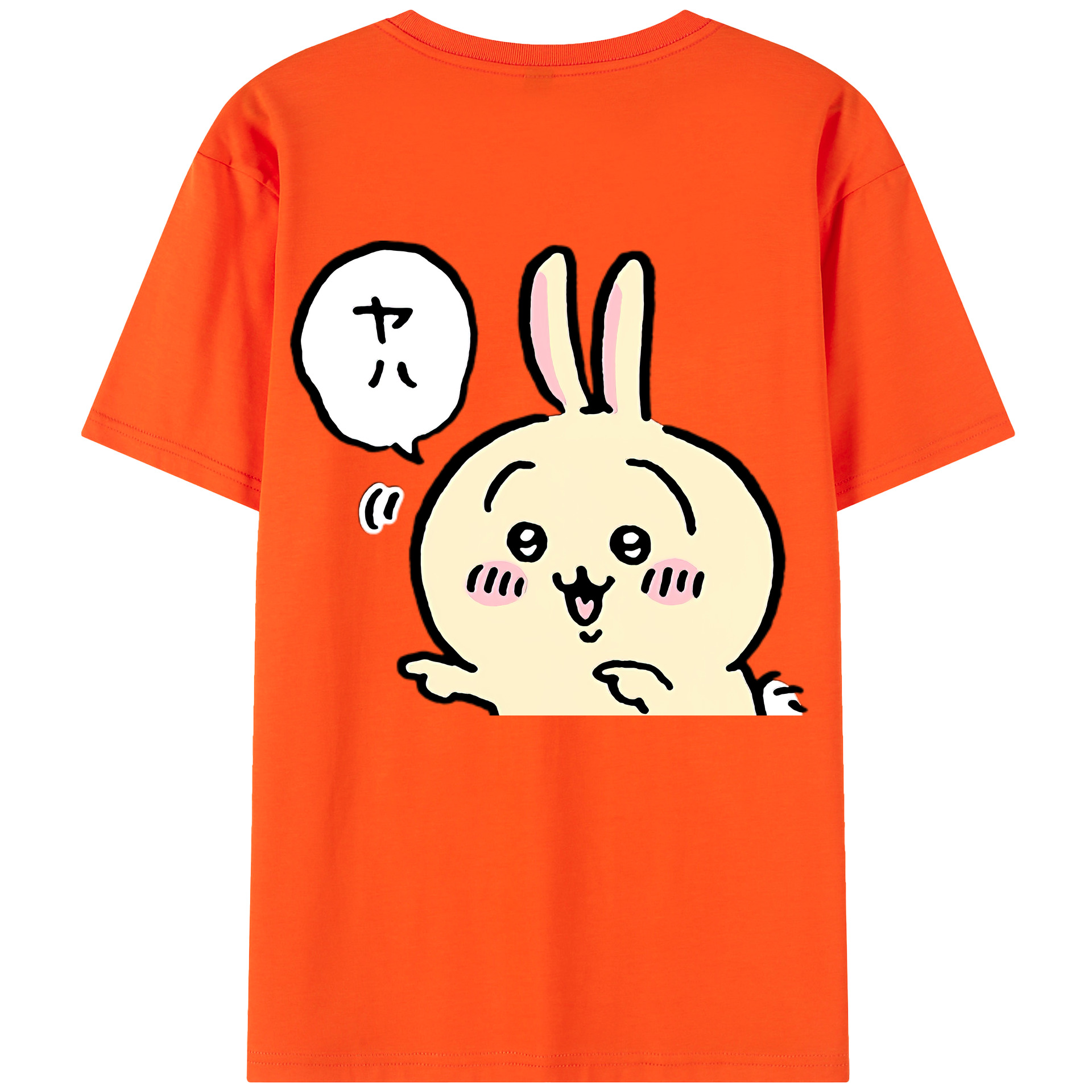 （画像用） ちいかわ うさぎ Chii-kawa usagi 綿100％半袖Tシャツ（背面プリント）
