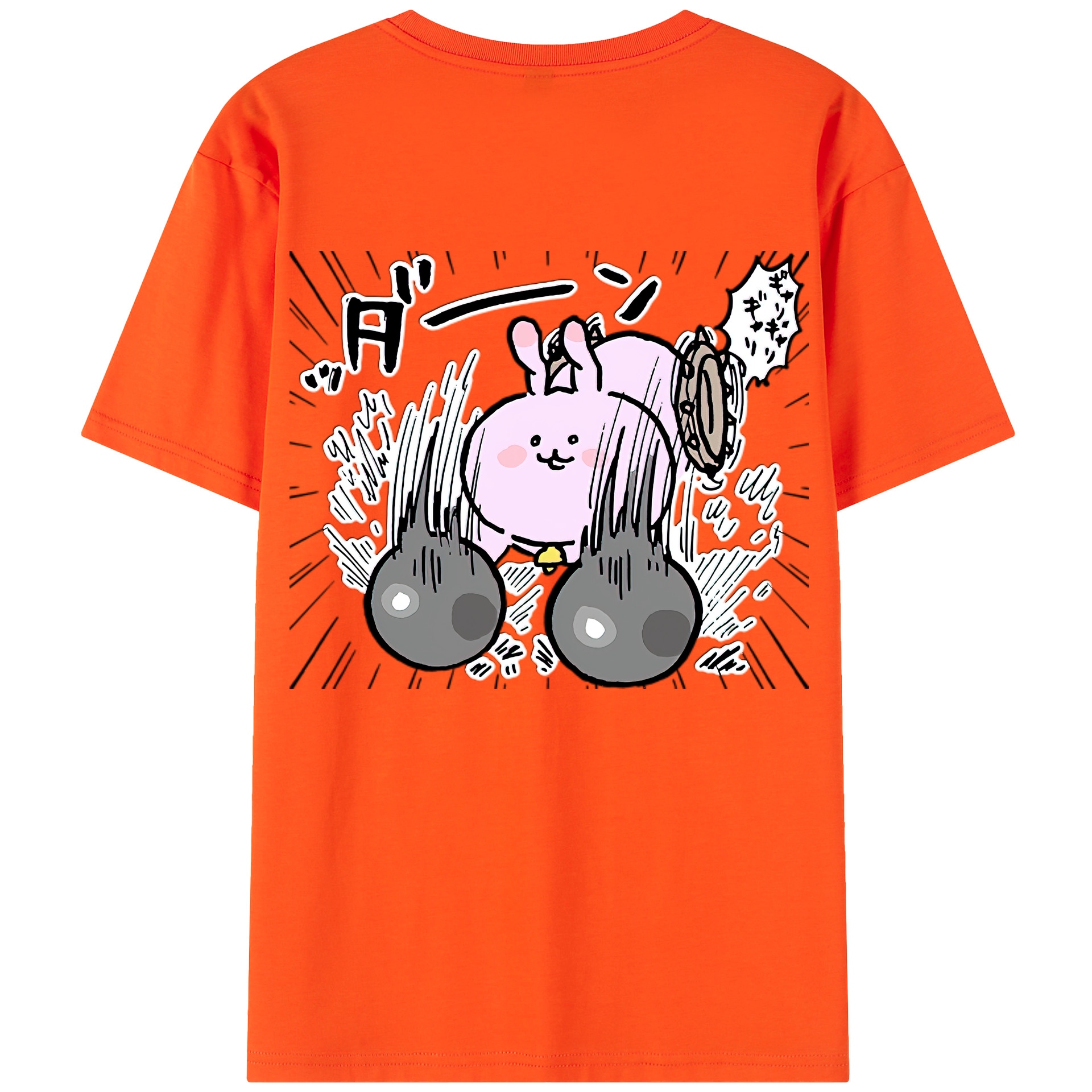 （画像用） ちいかわ うさぎ Chii-kawa usagi 綿100％半袖Tシャツ（背面プリント）