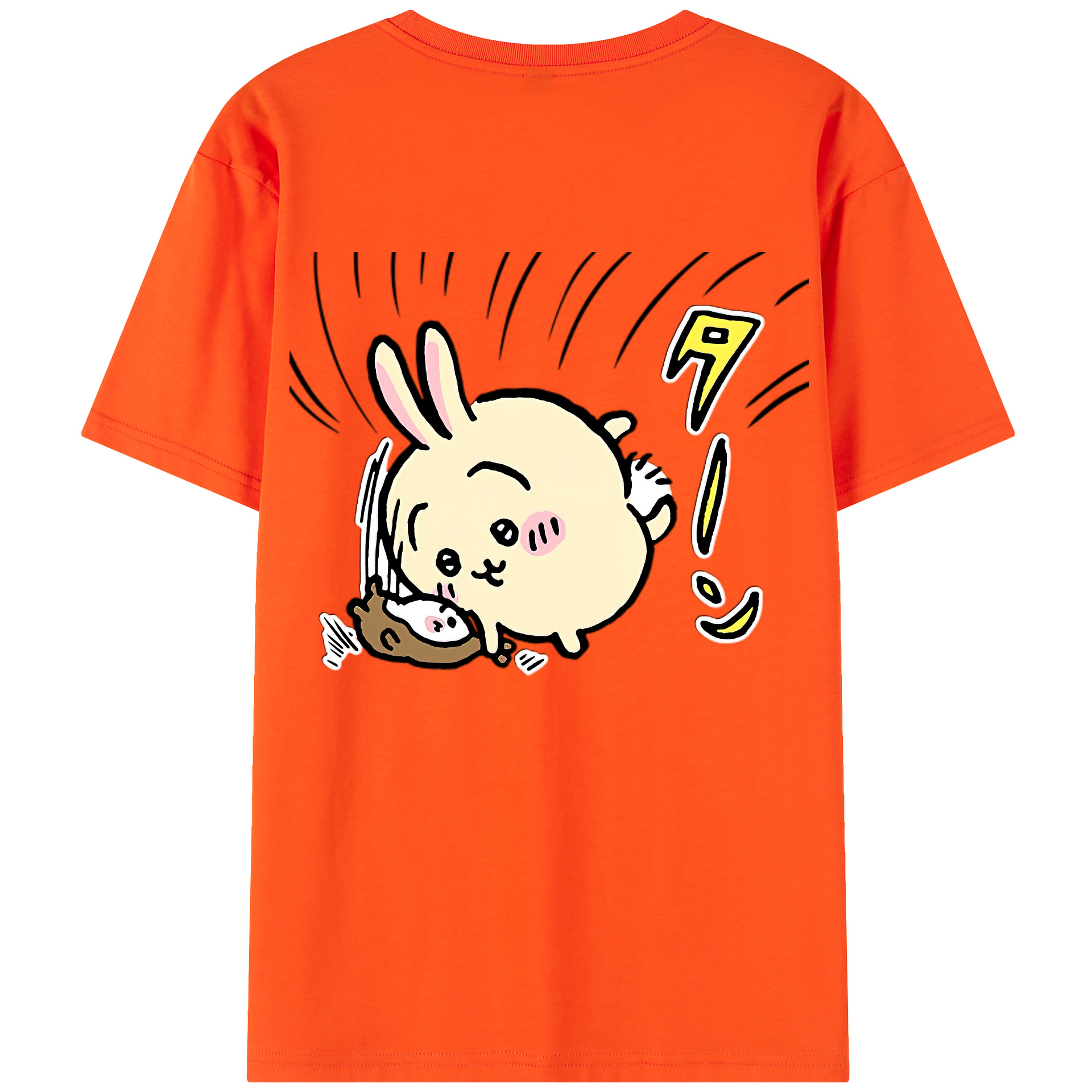 （画像用） ちいかわ うさぎ Chii-kawa usagi 綿100％半袖Tシャツ（背面プリント）