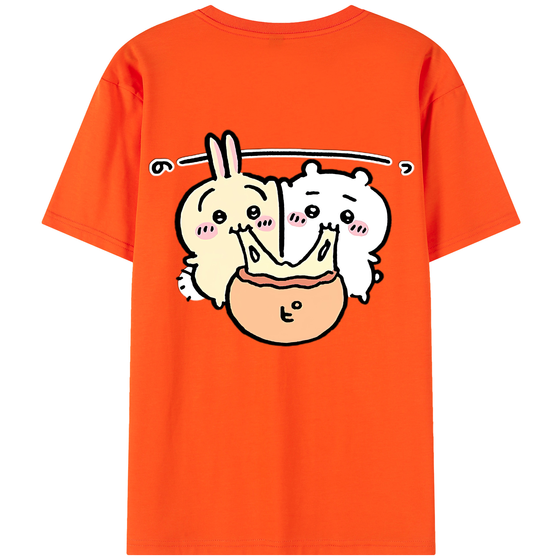 （画像用） ちいかわ うさぎ Chii-kawa usagi 綿100％半袖Tシャツ（背面プリント）