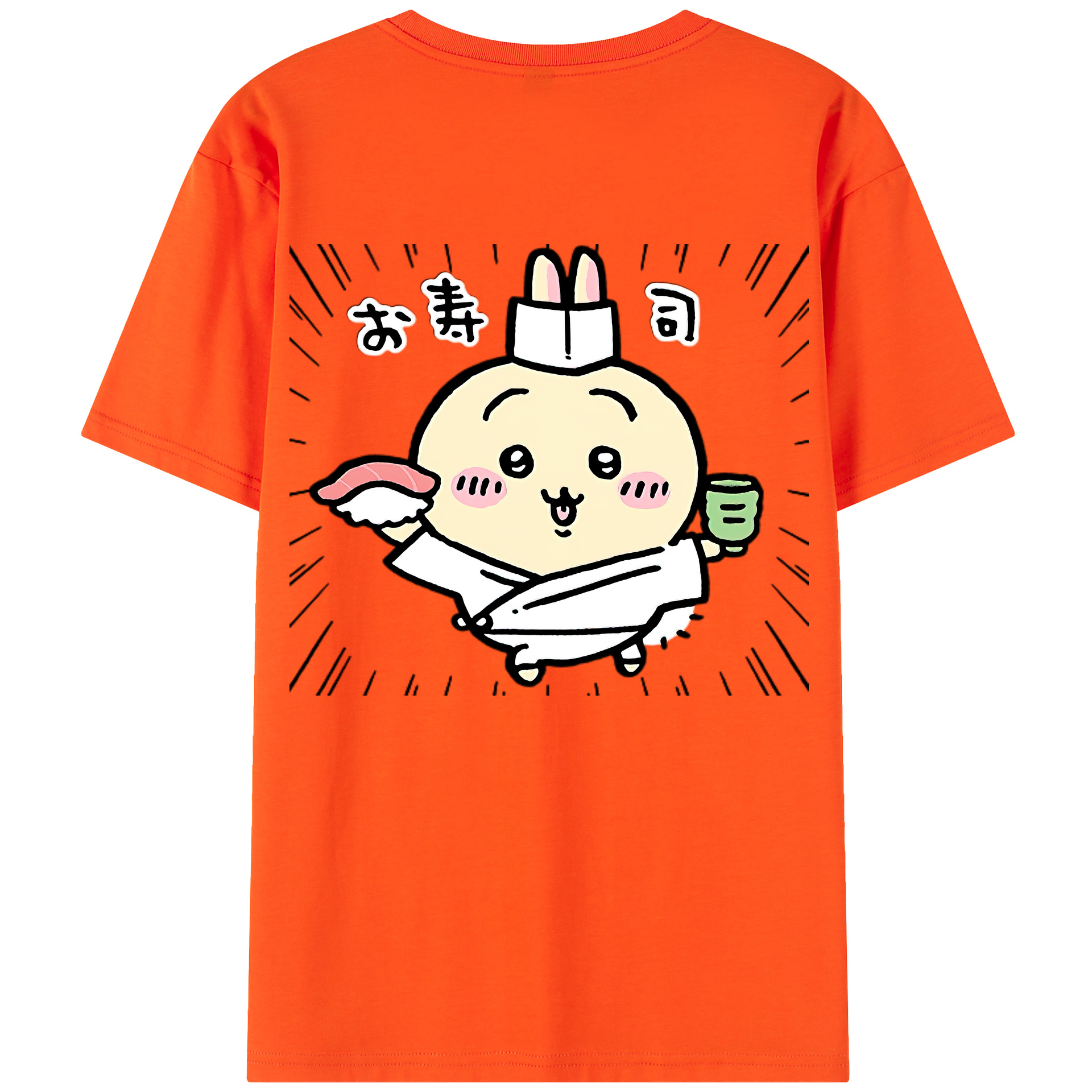 （画像用） ちいかわ うさぎ Chii-kawa usagi 綿100％半袖Tシャツ（背面プリント）