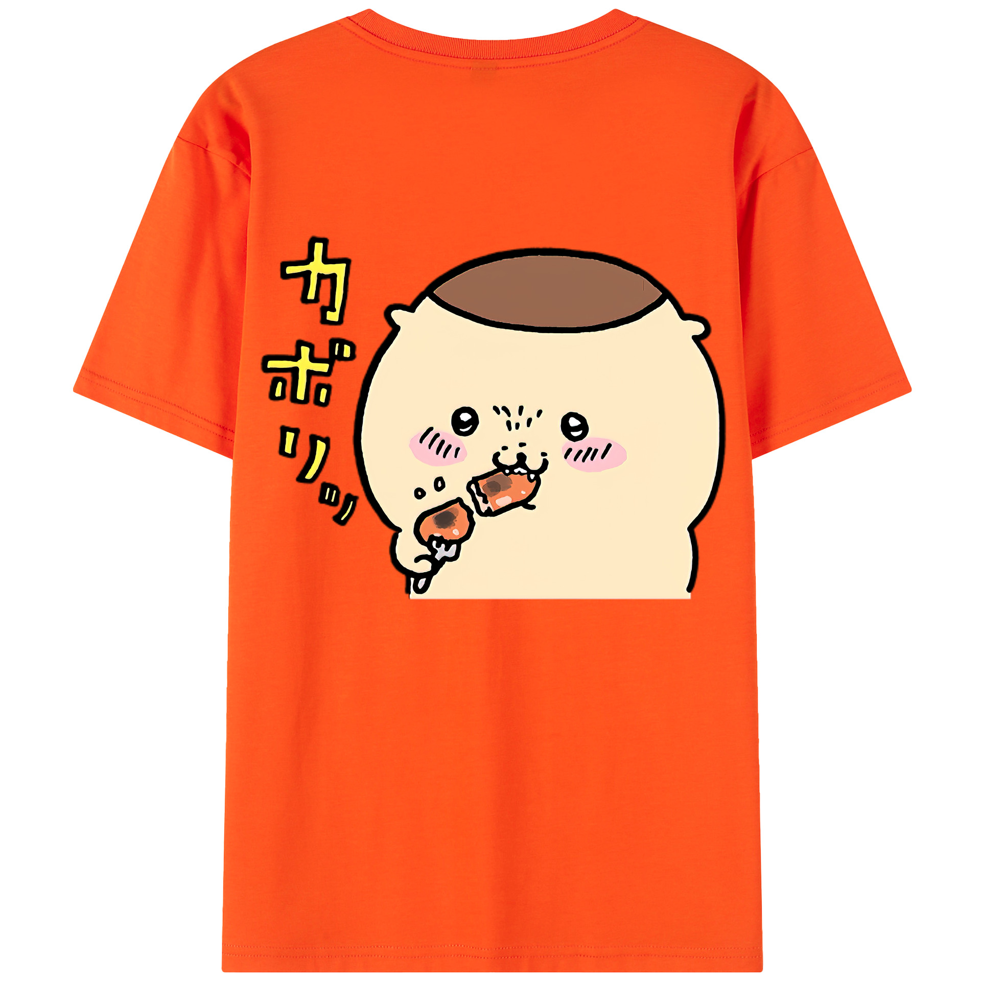 （画像用） ちいかわ くりまんじゅう Chii-kawa kuri manjū 綿100％半袖Tシャツ（背面プリント）