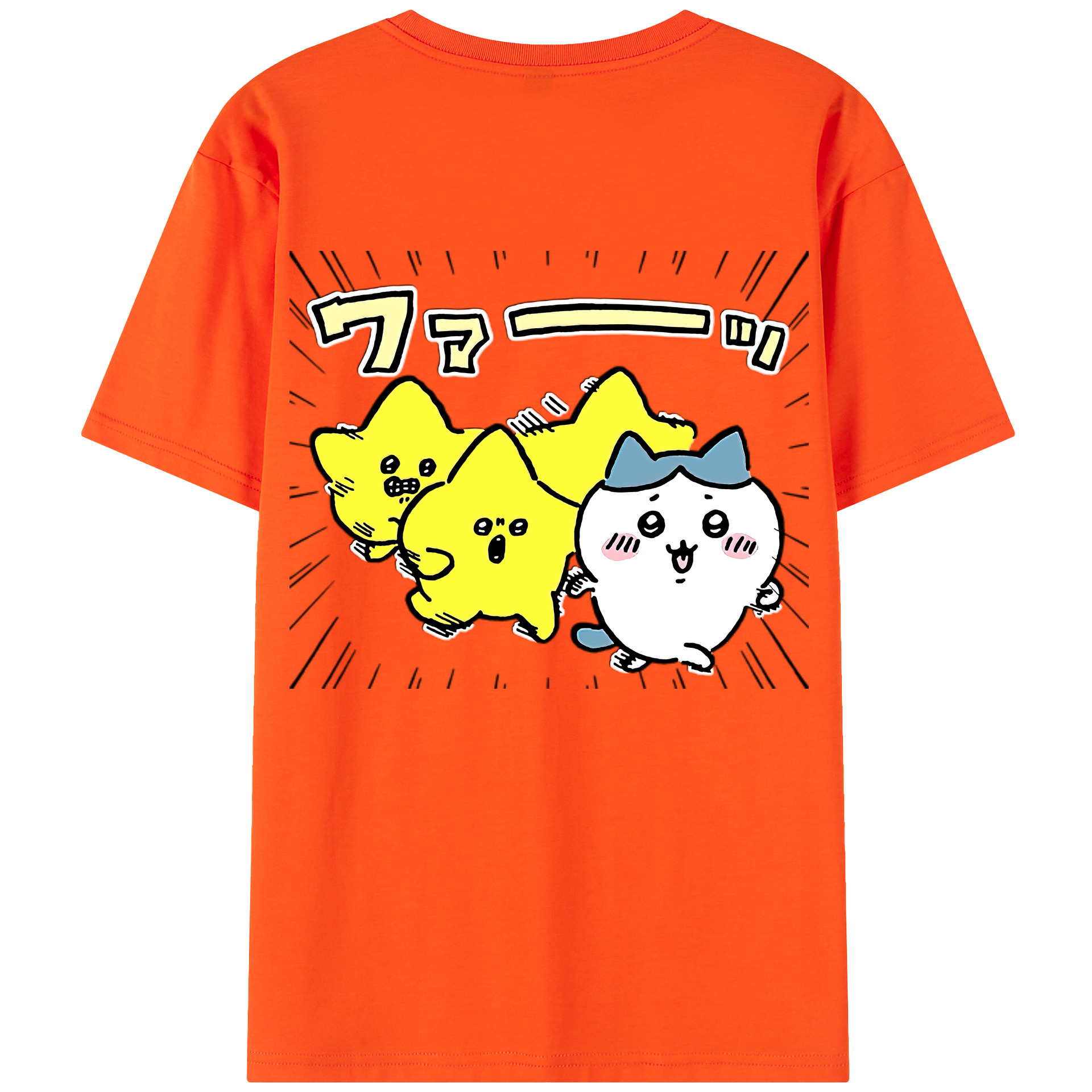 （画像用） ちいかわ 流れ星 Chii-kawa Shooting star 綿100％半袖Tシャツ（背面プリント）