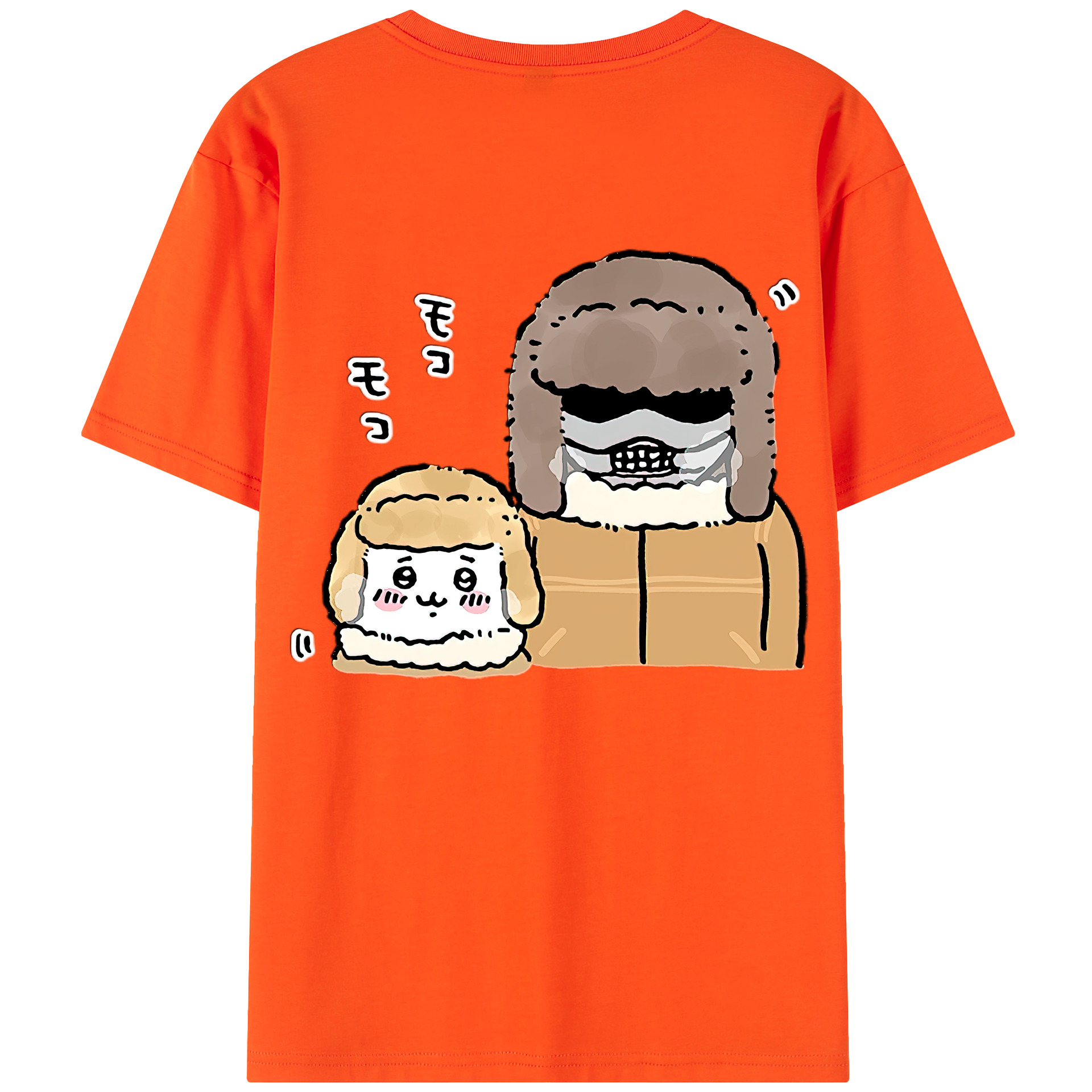 （画像用） ちいかわ 労働の鎧さん Chii-kawa Mr. Armor of Labor 綿100％半袖Tシャツ（背面プリント）