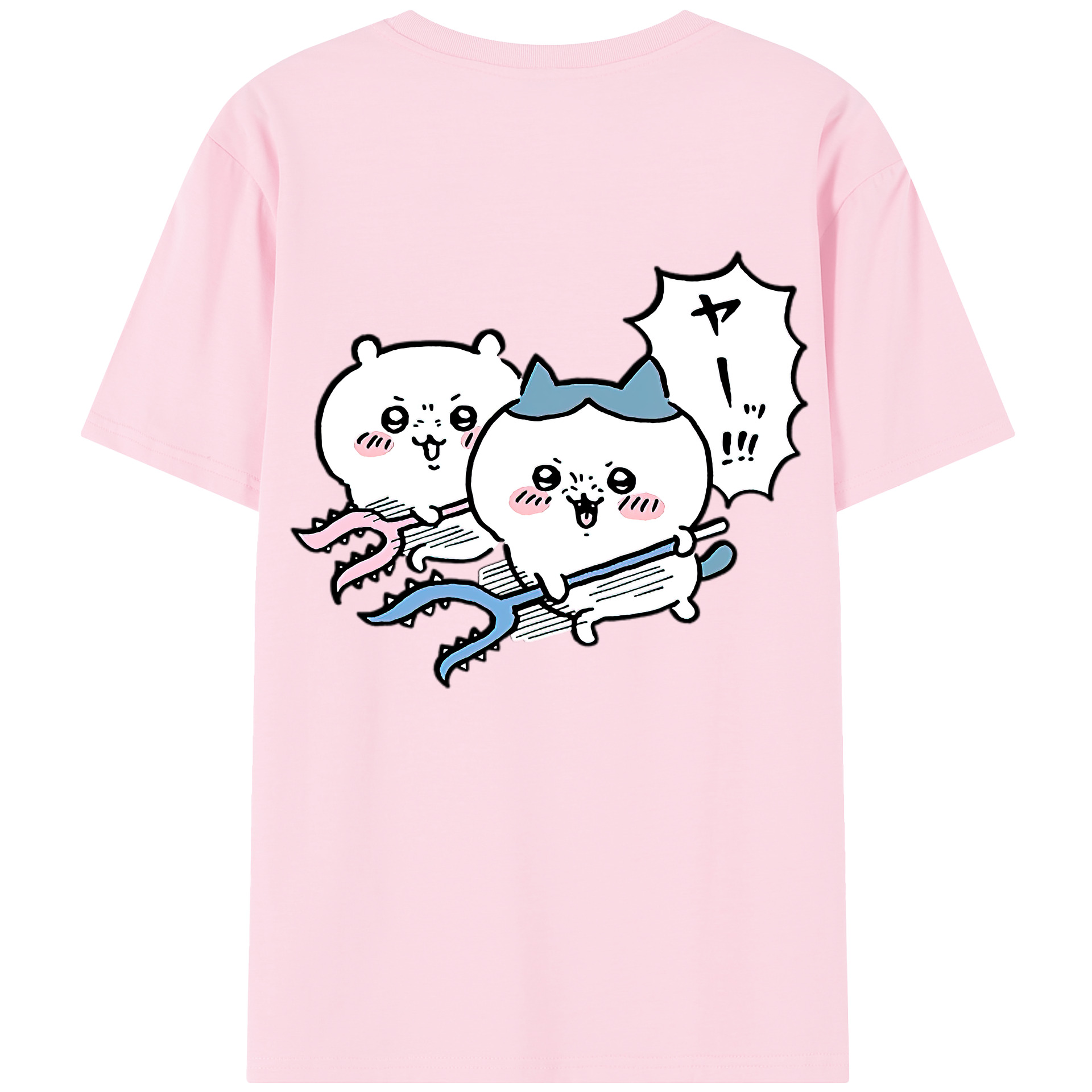 （画像用） ちいかわ ハチワレ Chii-kawa hachiware 綿100％半袖Tシャツ（背面プリント）