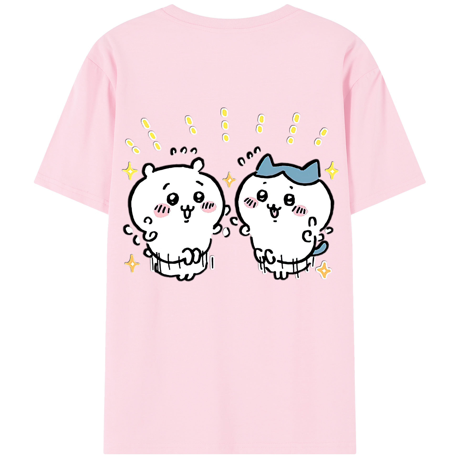 （画像用） ちいかわ ハチワレ Chii-kawa hachiware 綿100％半袖Tシャツ（背面プリント）