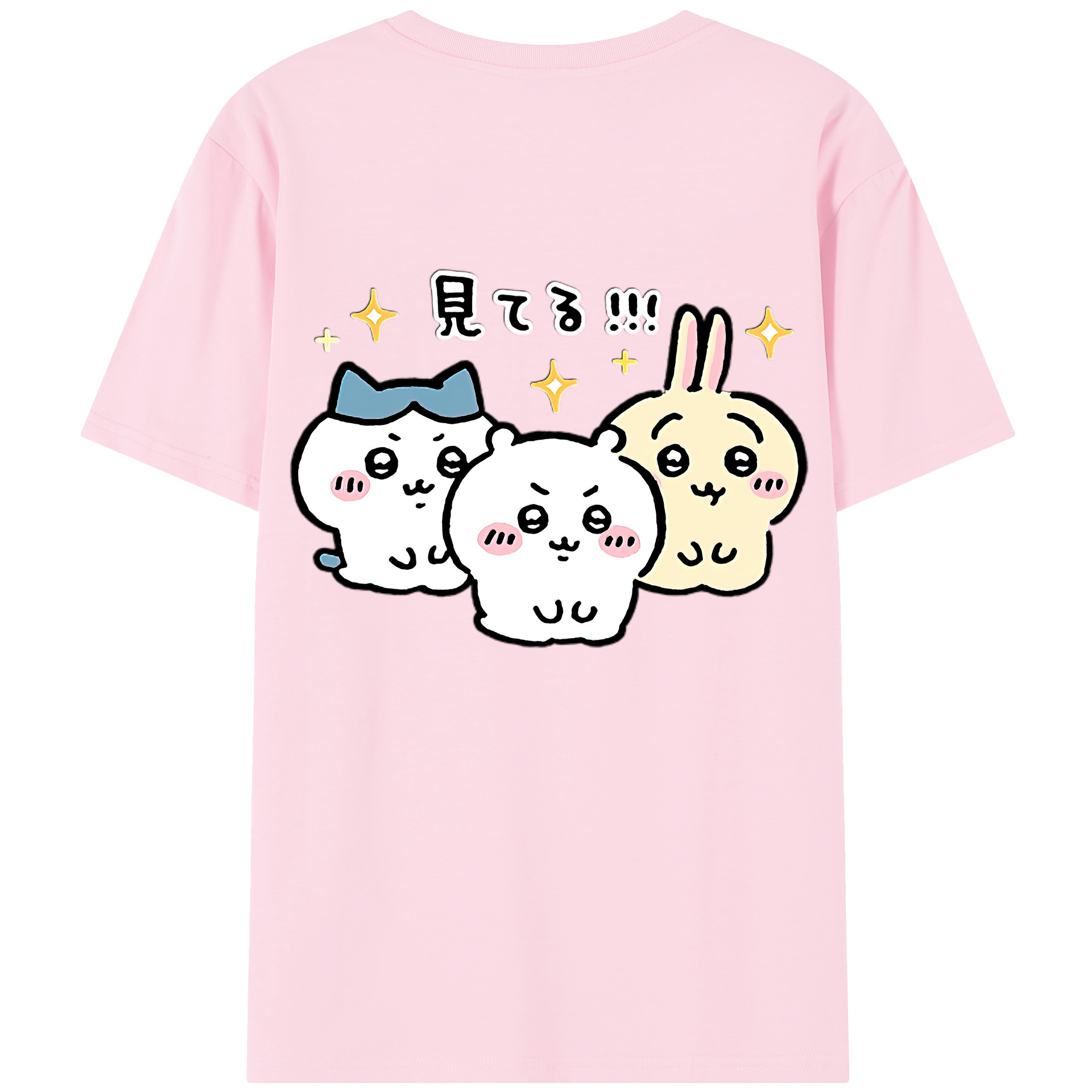 （画像用） ちいかわ ハチワレ Chii-kawa hachiware 綿100％半袖Tシャツ（背面プリント）