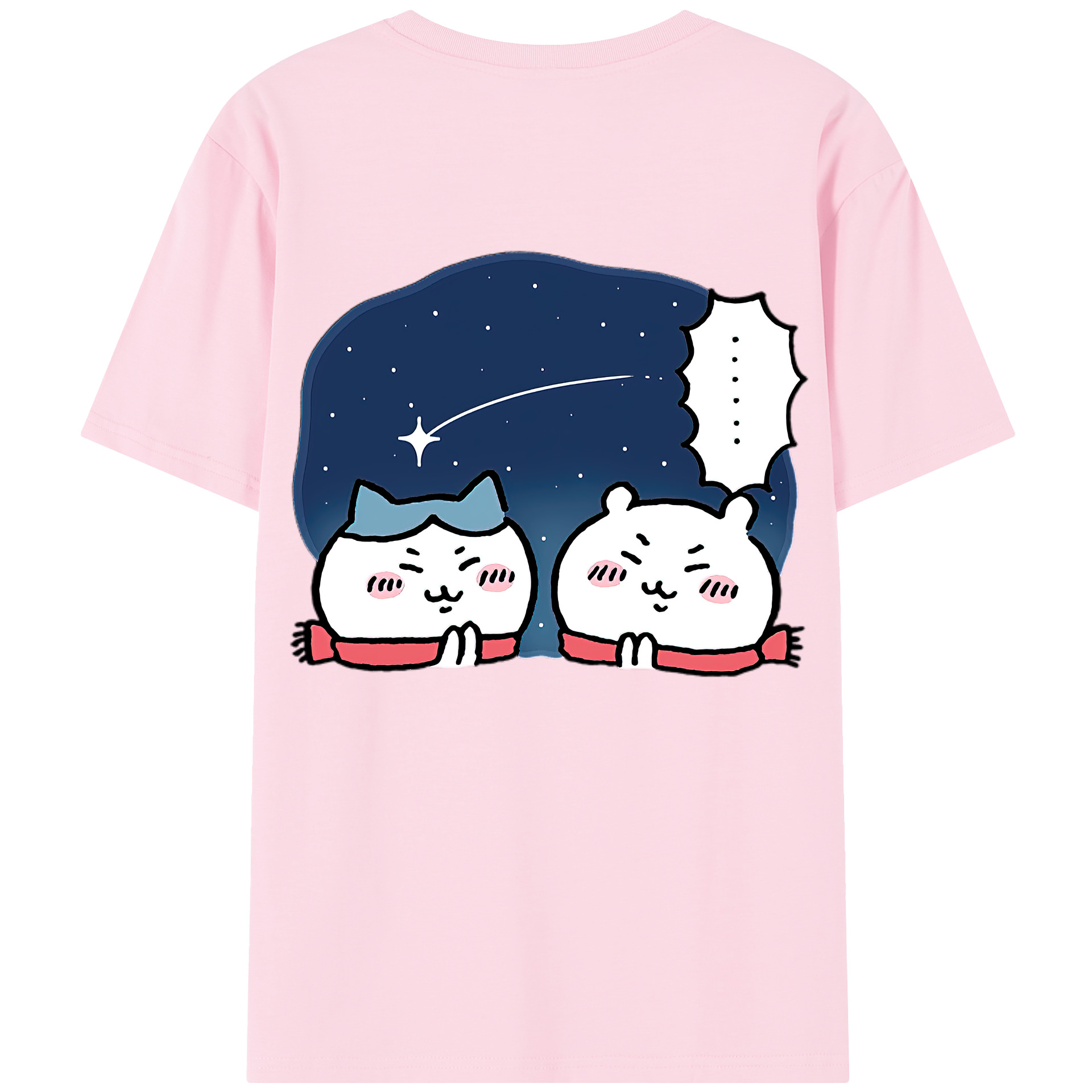 （画像用） ちいかわ ハチワレ Chii-kawa hachiware 綿100％半袖Tシャツ（背面プリント）
