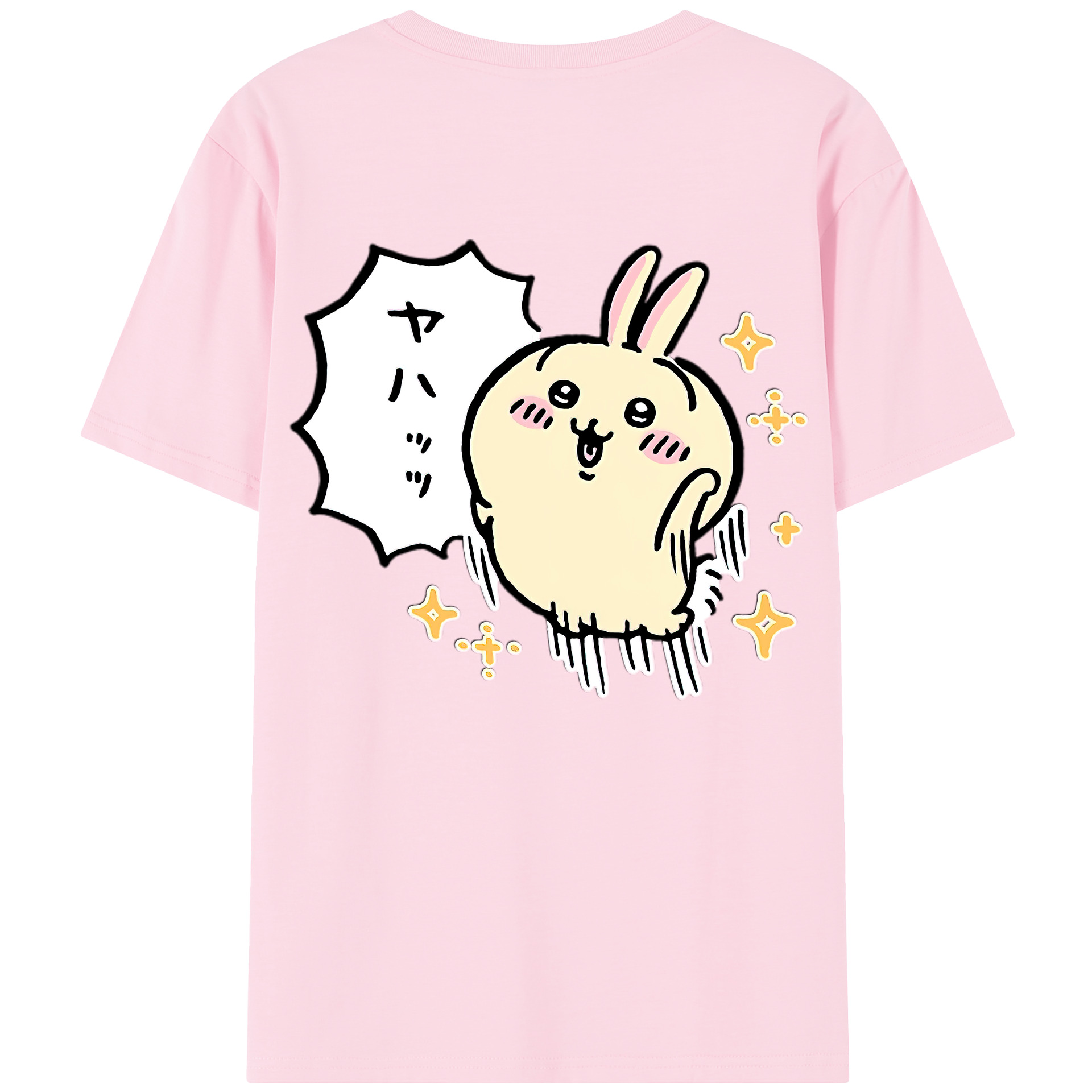 （画像用） ちいかわ うさぎ Chii-kawa usagi 綿100％半袖Tシャツ（背面プリント）