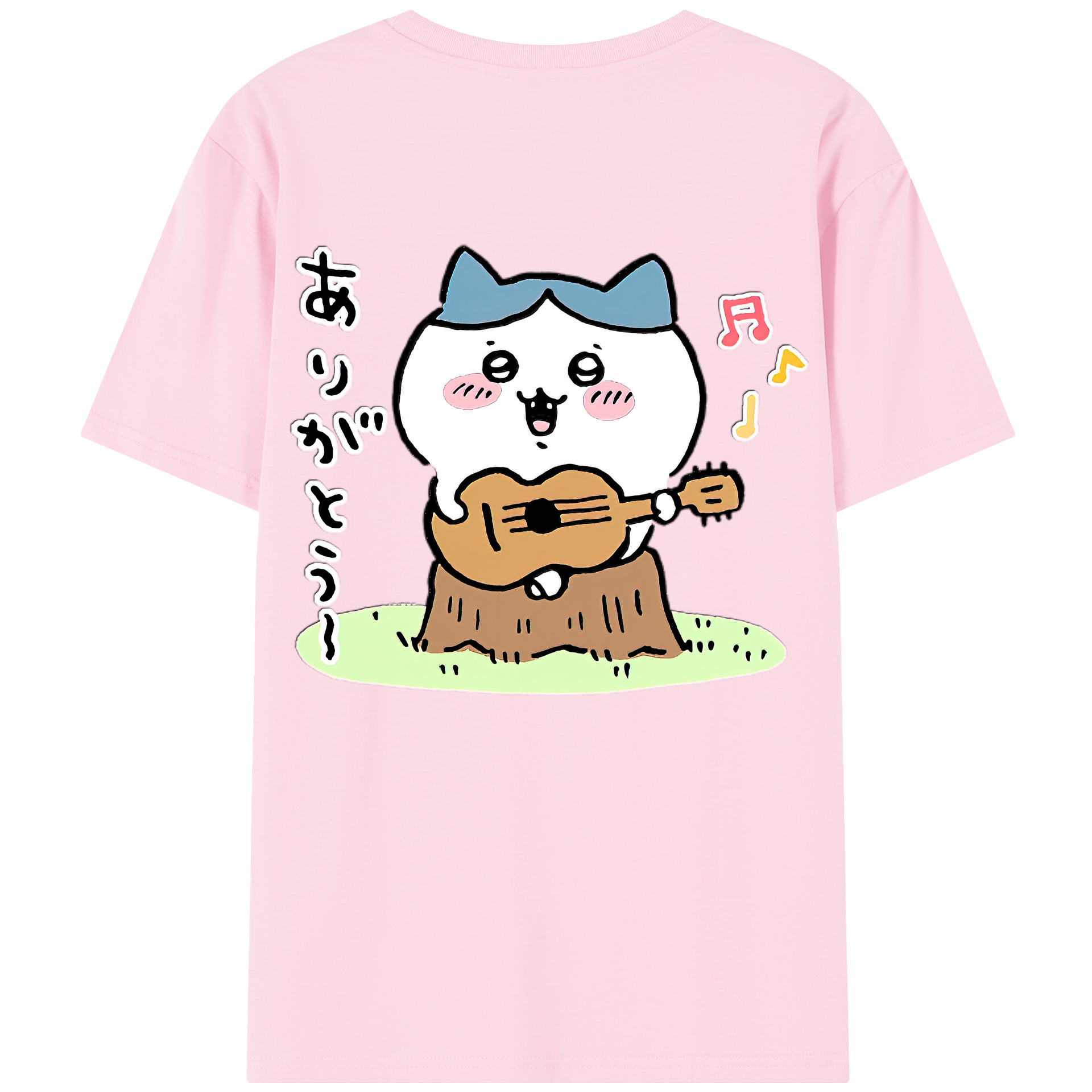 （画像用） ちいかわ ハチワレ Chii-kawa hachiware 綿100％半袖Tシャツ（背面プリント）
