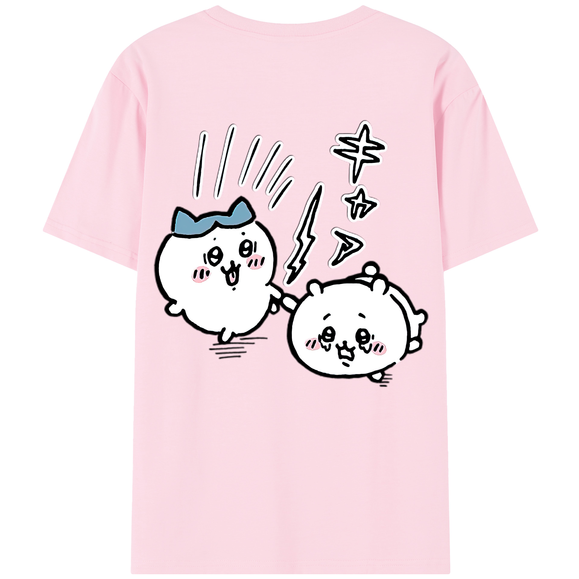 （画像用） ちいかわ ハチワレ Chii-kawa hachiware 綿100％半袖Tシャツ（背面プリント）
