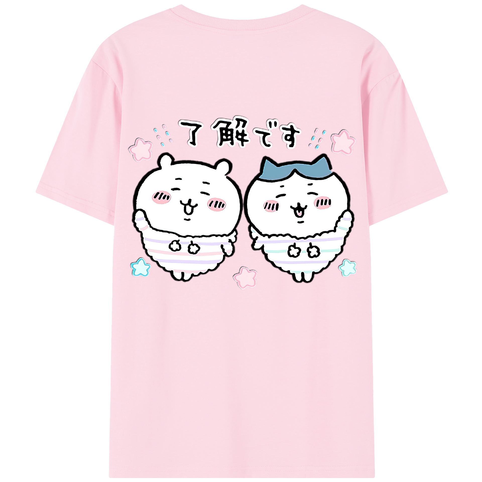 （画像用） ちいかわ ハチワレ Chii-kawa hachiware 綿100％半袖Tシャツ（背面プリント）