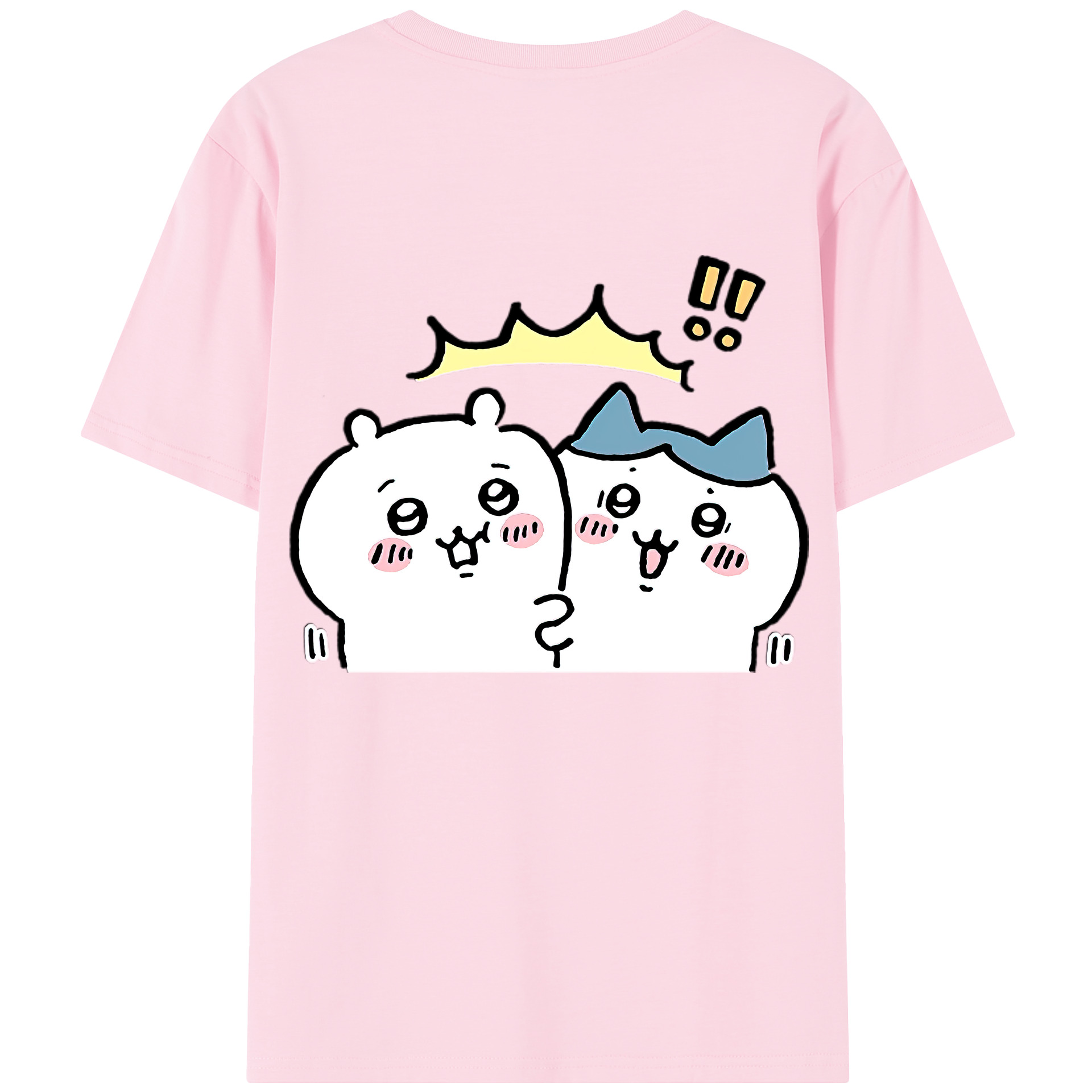 （画像用） ちいかわ ハチワレ Chii-kawa hachiware 綿100％半袖Tシャツ（背面プリント）