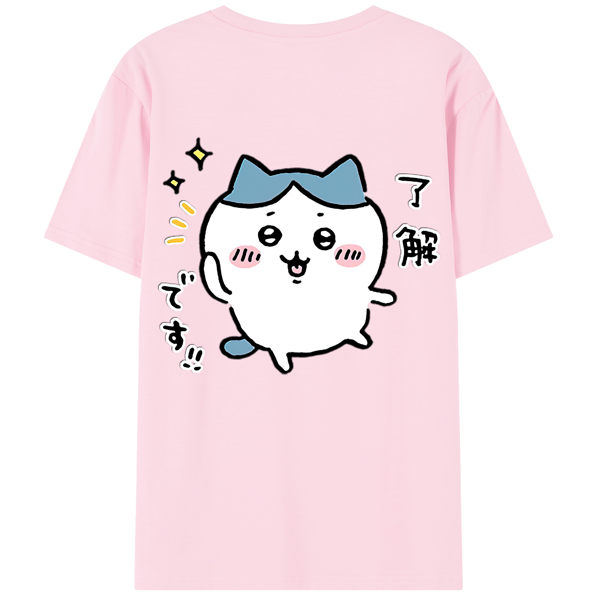（画像用） ちいかわ ハチワレ Chii-kawa hachiware 綿100％半袖Tシャツ（背面プリント）