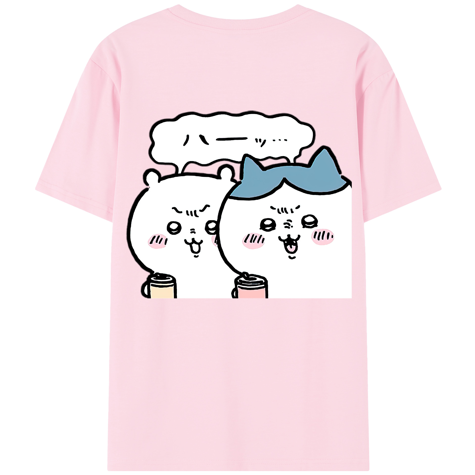 （画像用） ちいかわ ハチワレ Chii-kawa hachiware 綿100％半袖Tシャツ（背面プリント）