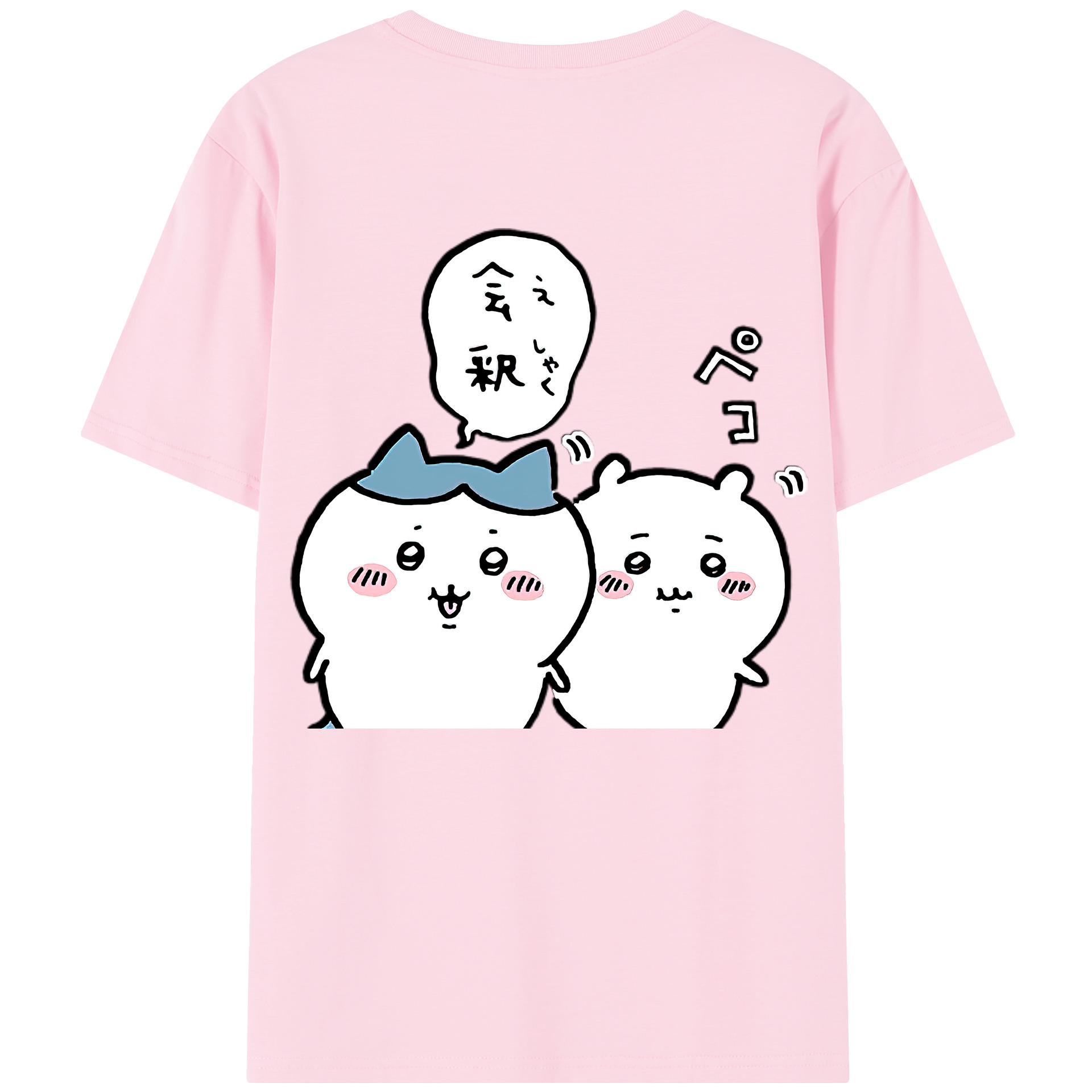 （画像用） ちいかわ ハチワレ Chii-kawa hachiware 綿100％半袖Tシャツ（背面プリント）