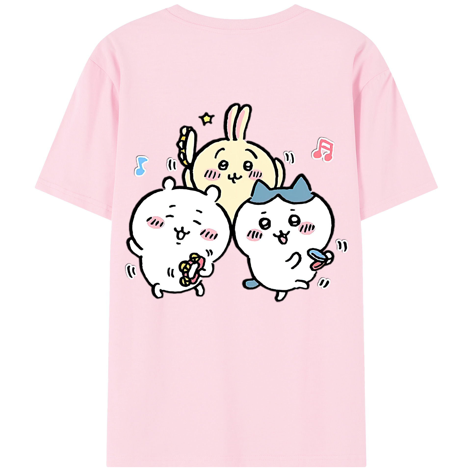 （画像用） ちいかわ ハチワレ Chii-kawa hachiware 綿100％半袖Tシャツ（背面プリント）
