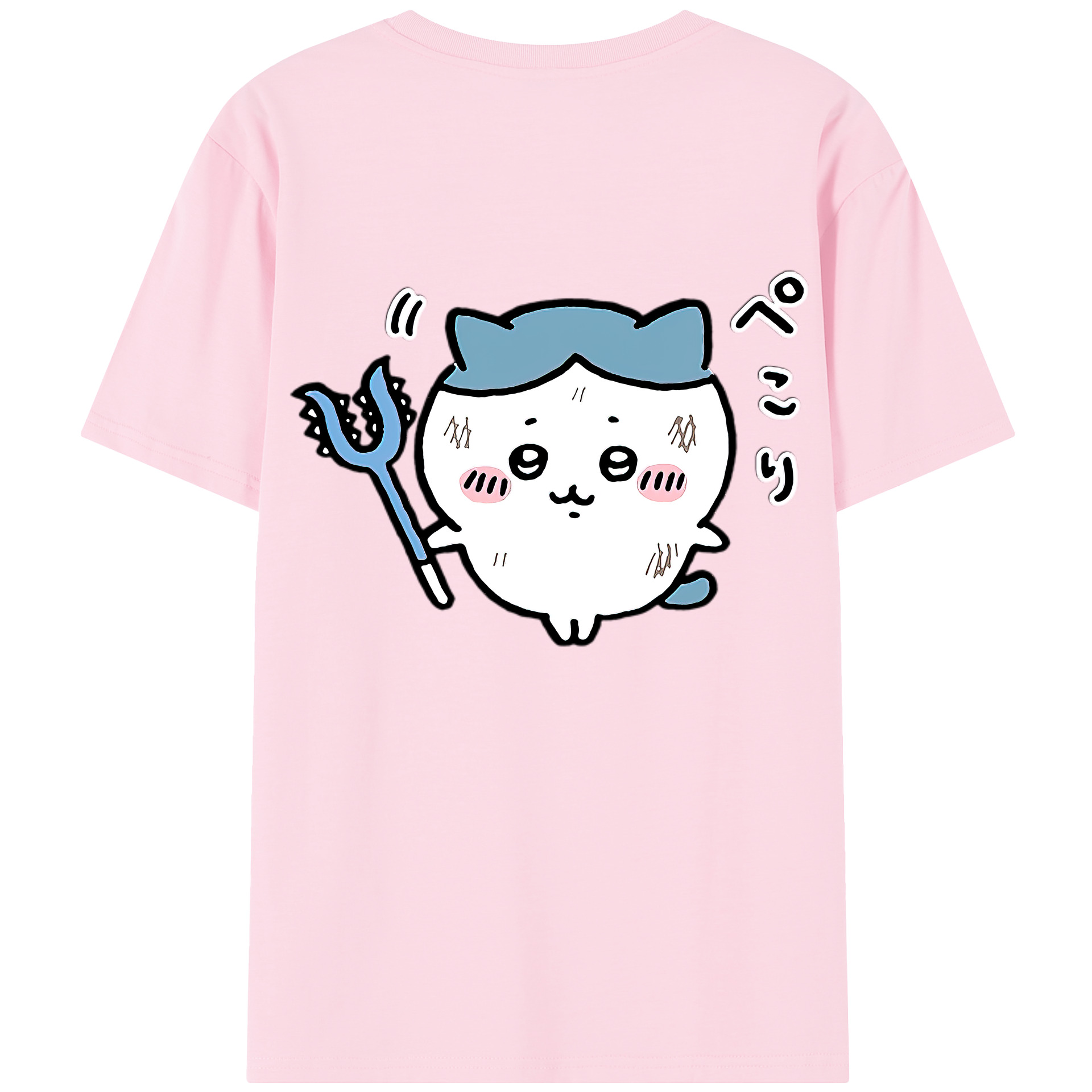 （画像用） ちいかわ ハチワレ Chii-kawa hachiware 綿100％半袖Tシャツ（背面プリント）