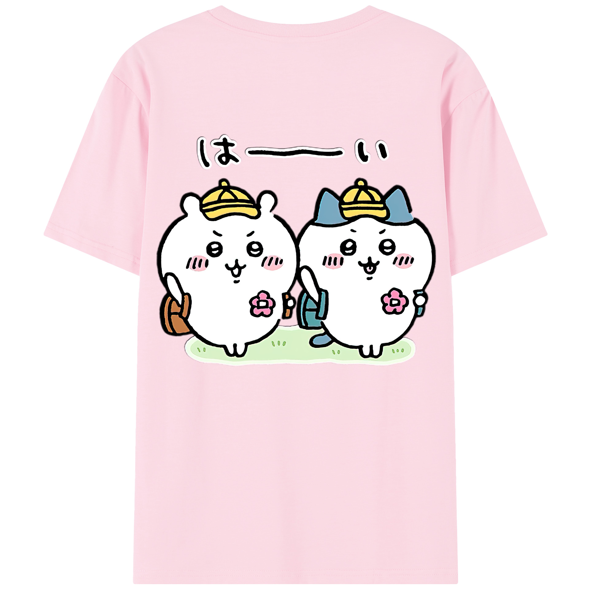 （画像用） ちいかわ ハチワレ Chii-kawa hachiware 綿100％半袖Tシャツ（背面プリント）