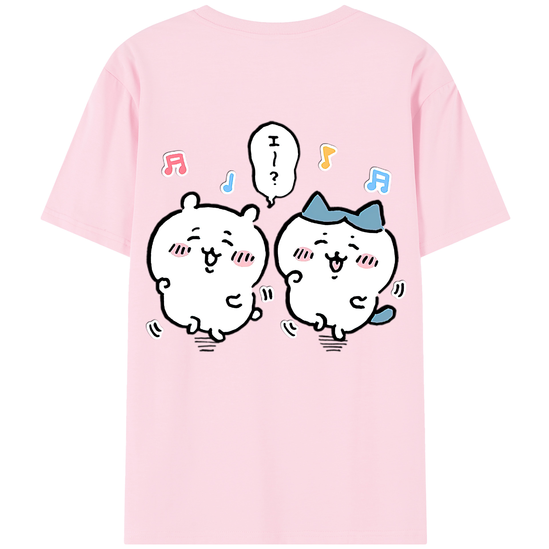 （画像用） ちいかわ ハチワレ Chii-kawa hachiware 綿100％半袖Tシャツ（背面プリント）