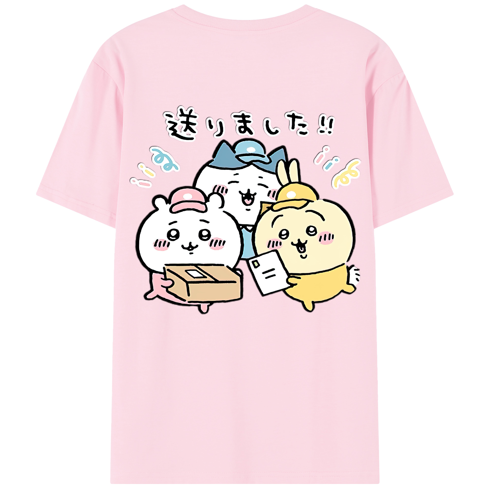 （画像用） ちいかわ ハチワレ Chii-kawa hachiware 綿100％半袖Tシャツ（背面プリント）